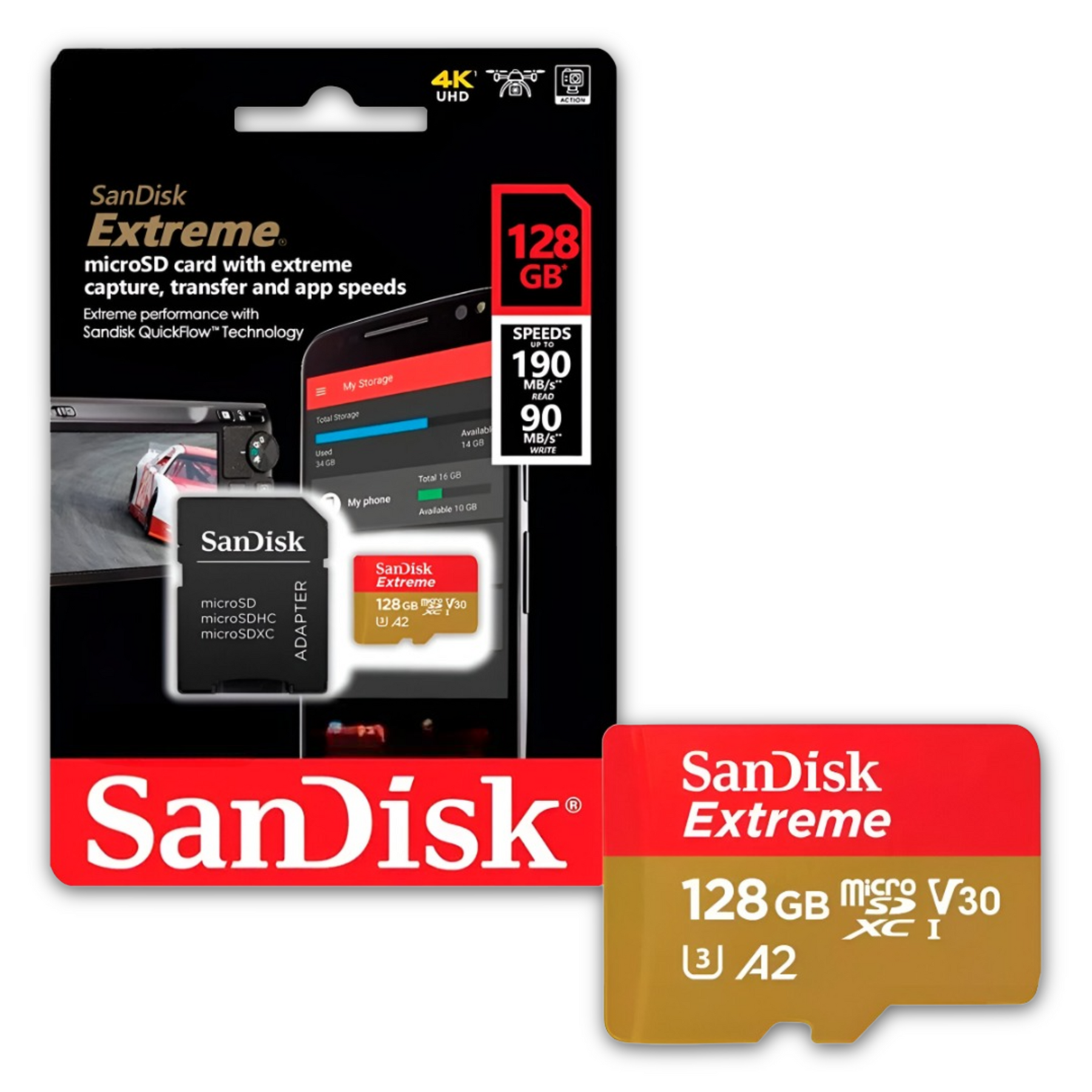 Memoria Micro SD SanDisk 128 GB Extreme 4K 190 MB/s