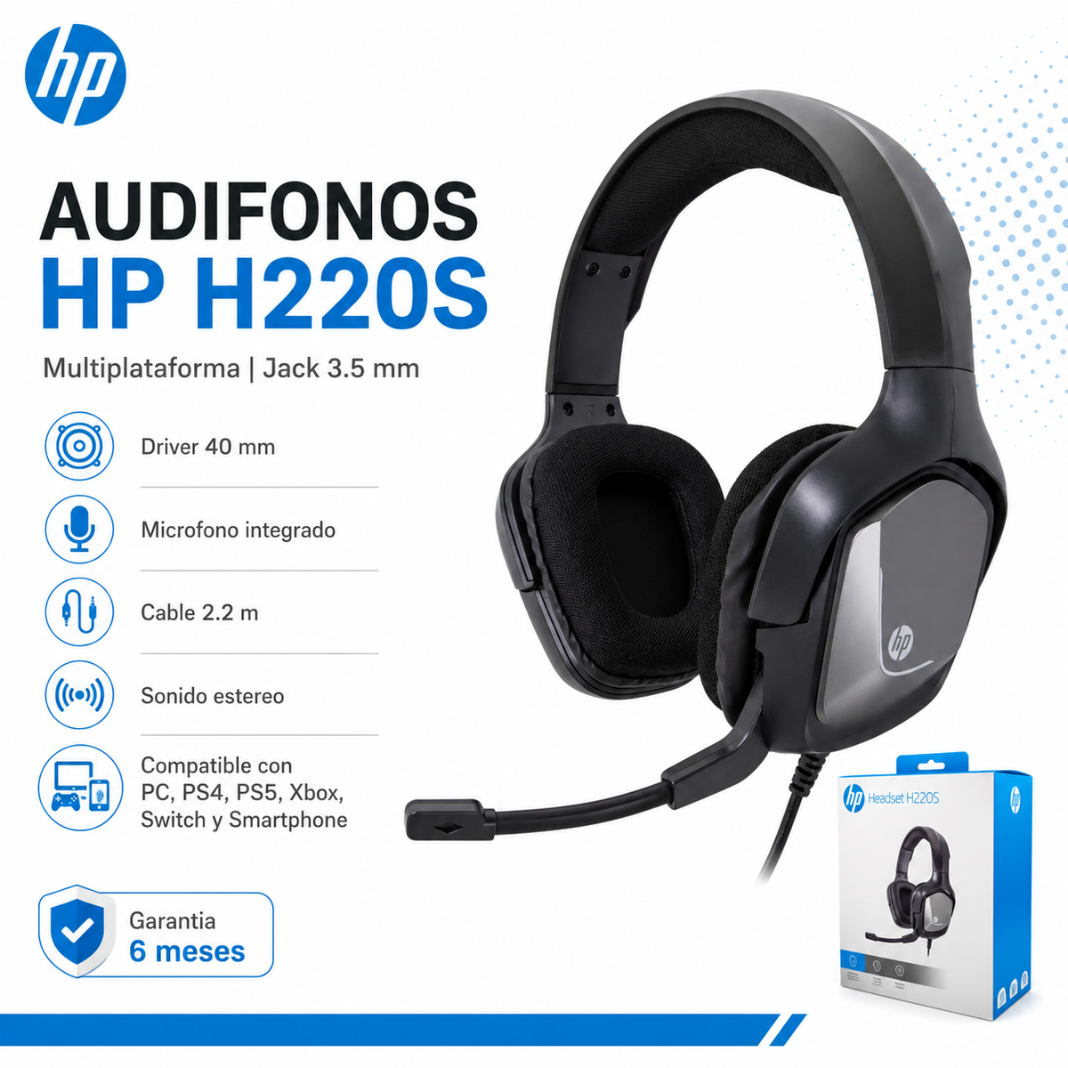 Audífonos HP Multiplataformas H220S Grafito Jack 3.5mm