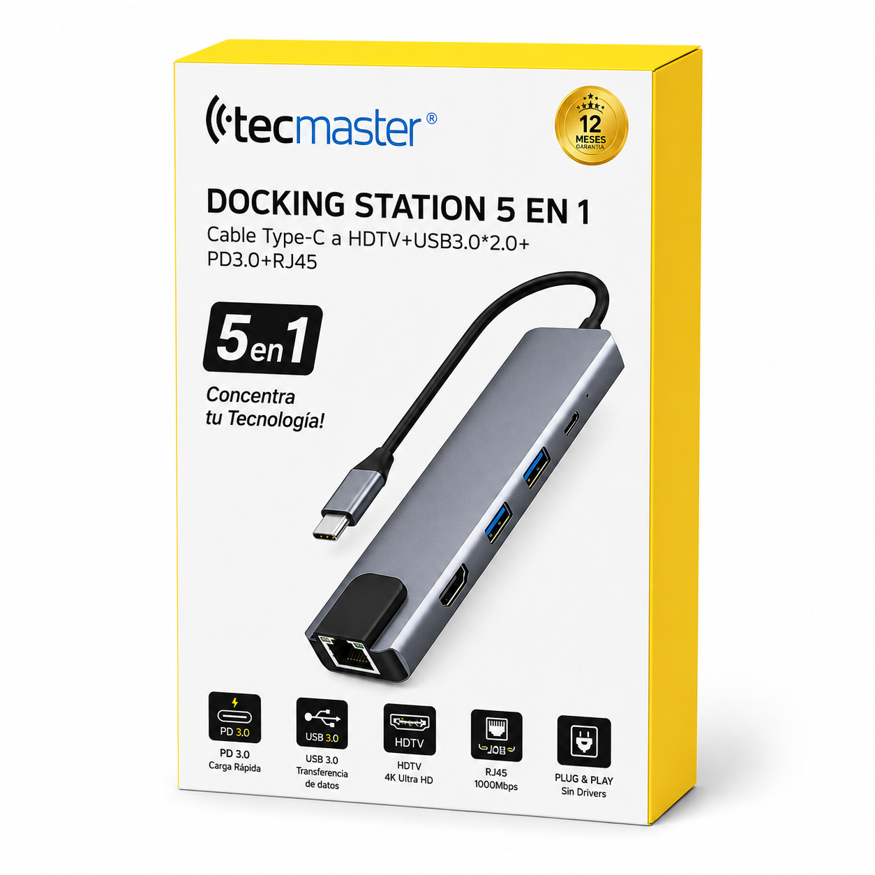 Docking Station Type-C 100W + HDMI 4K+ Ethernet+ Hub USB 3.0