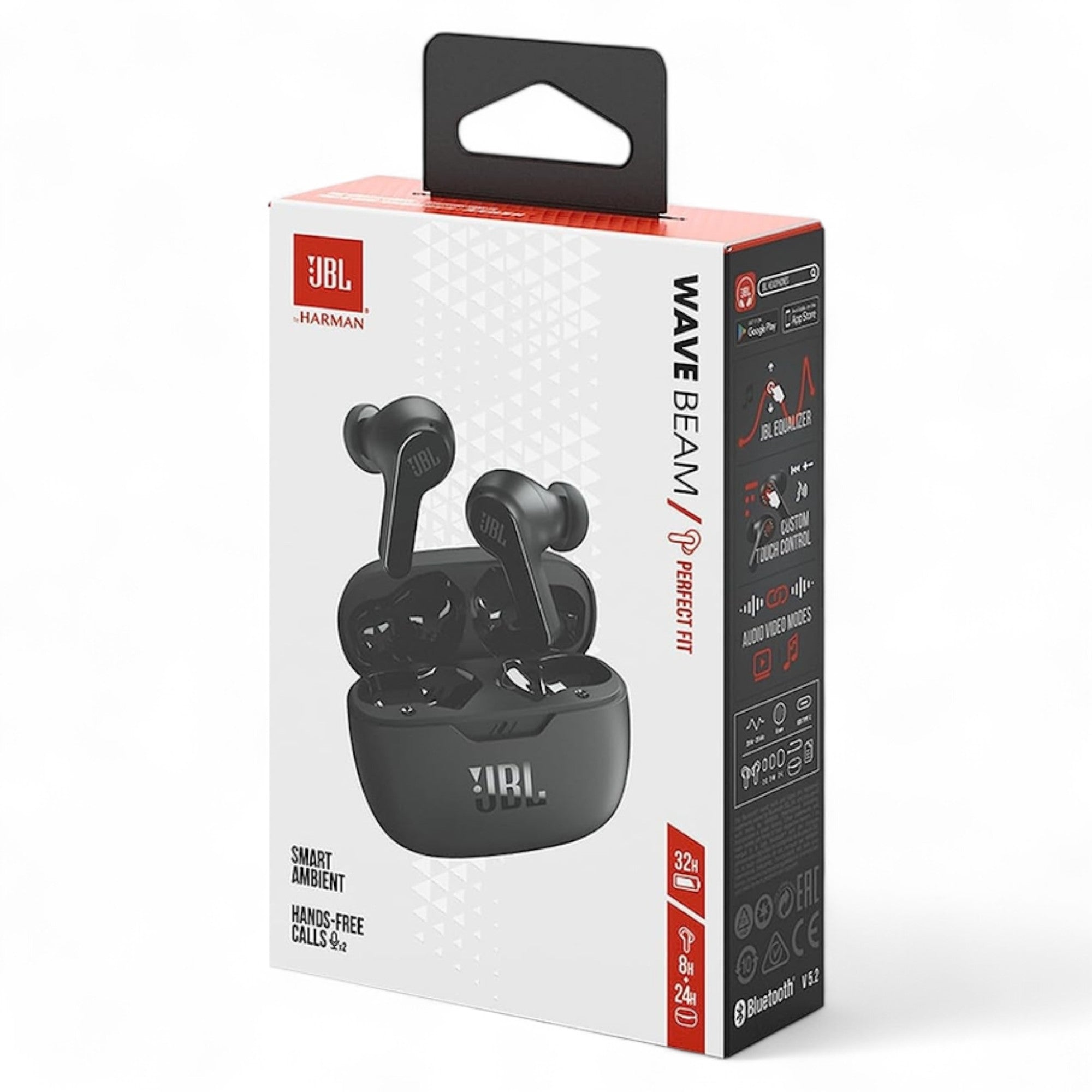 Audífonos JBL WAVE BEAM Touch Perfect Fit Black TWS 32Hrs
