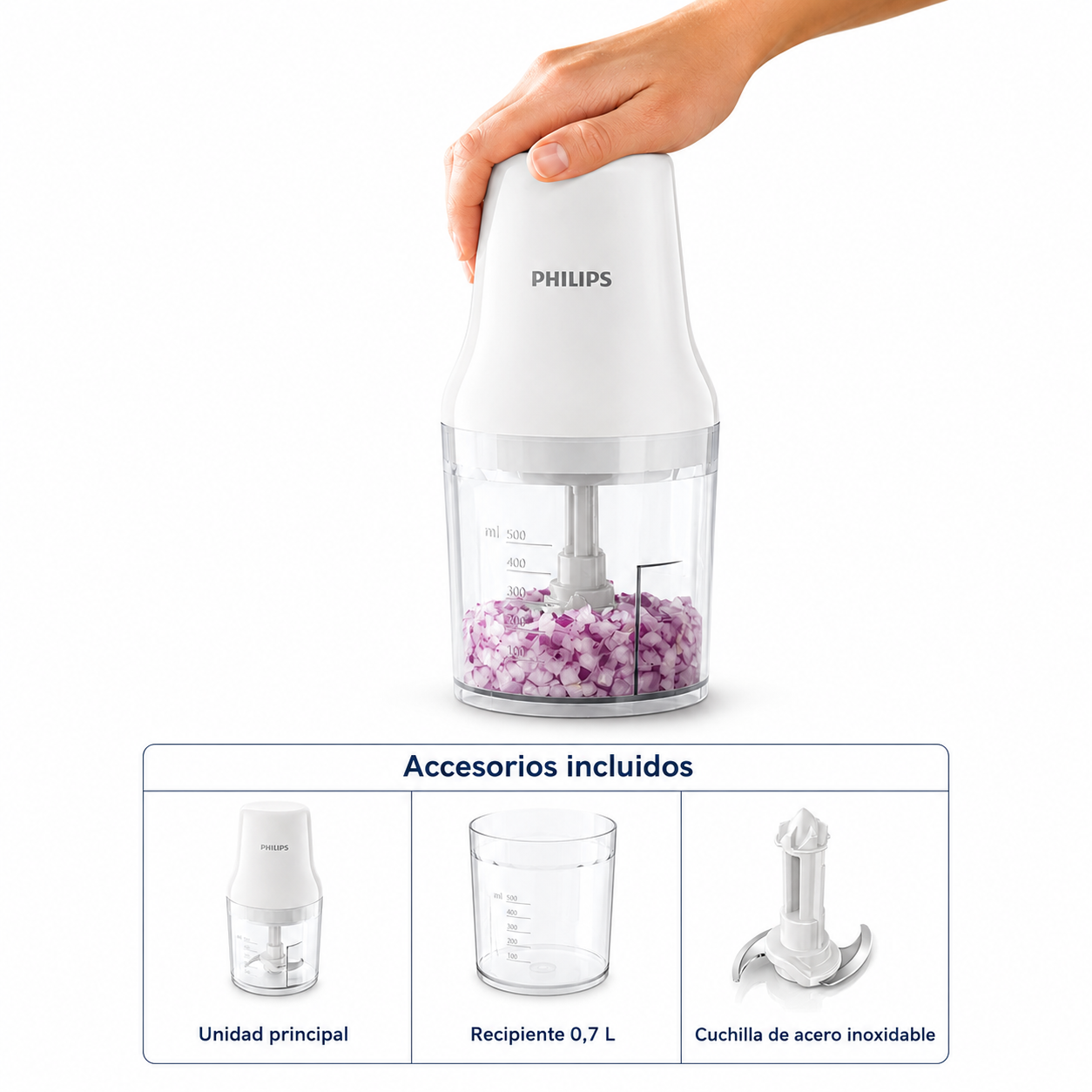Picadora Philips HR1393 Multifuncional 700ML - 450W - Inox