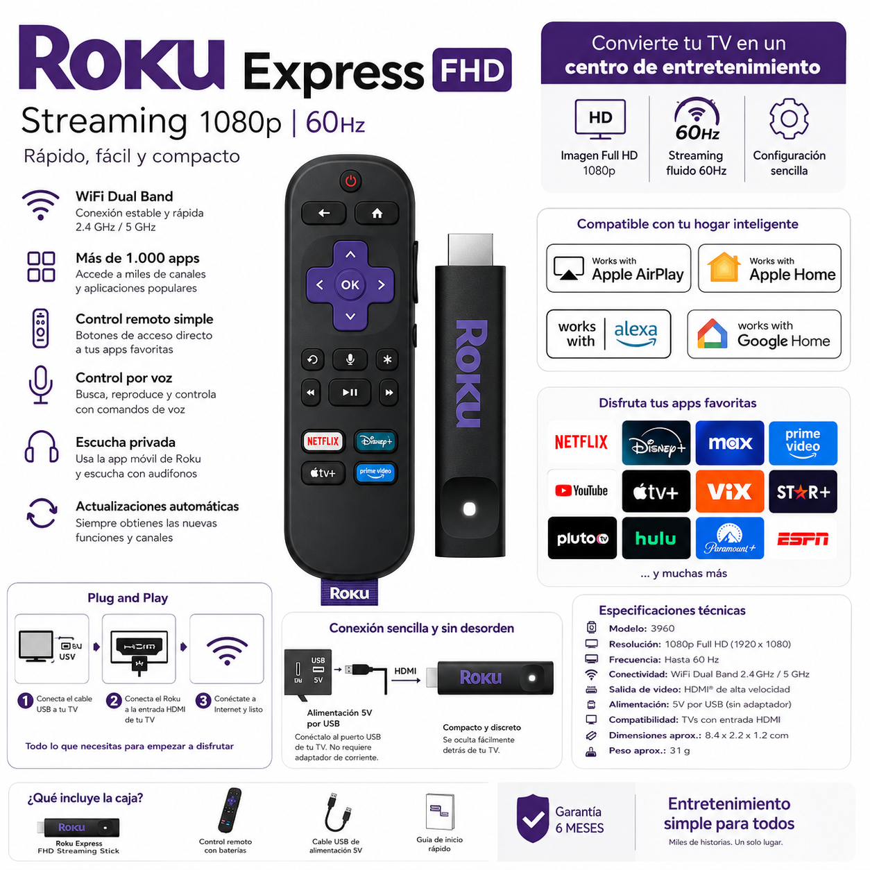 Roku TV Express FHD Streaming 1080p 60HZ Dual WIFI 2G & 5G