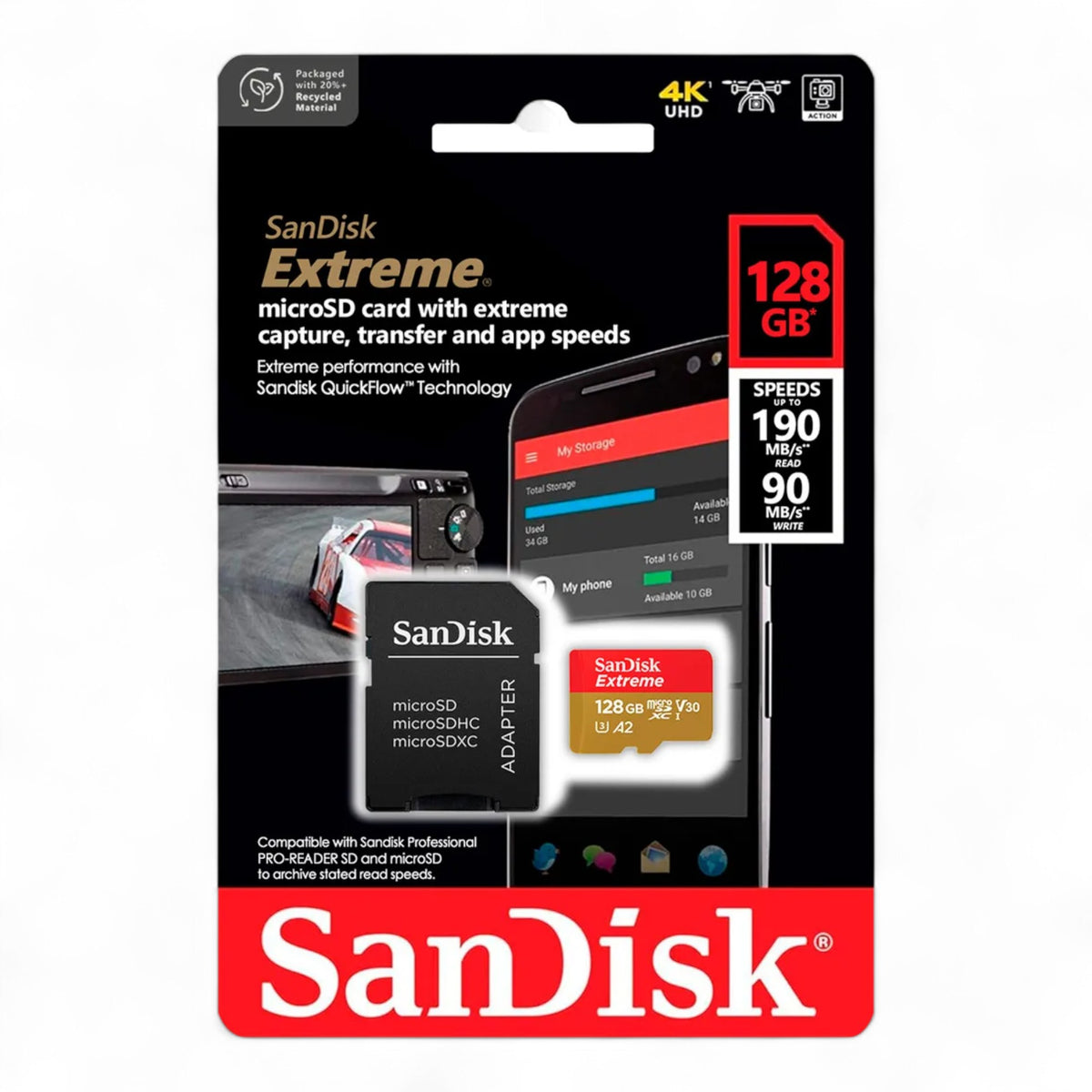 Memoria Micro SD SanDisk 128 GB Extreme 4K 190 MB/s