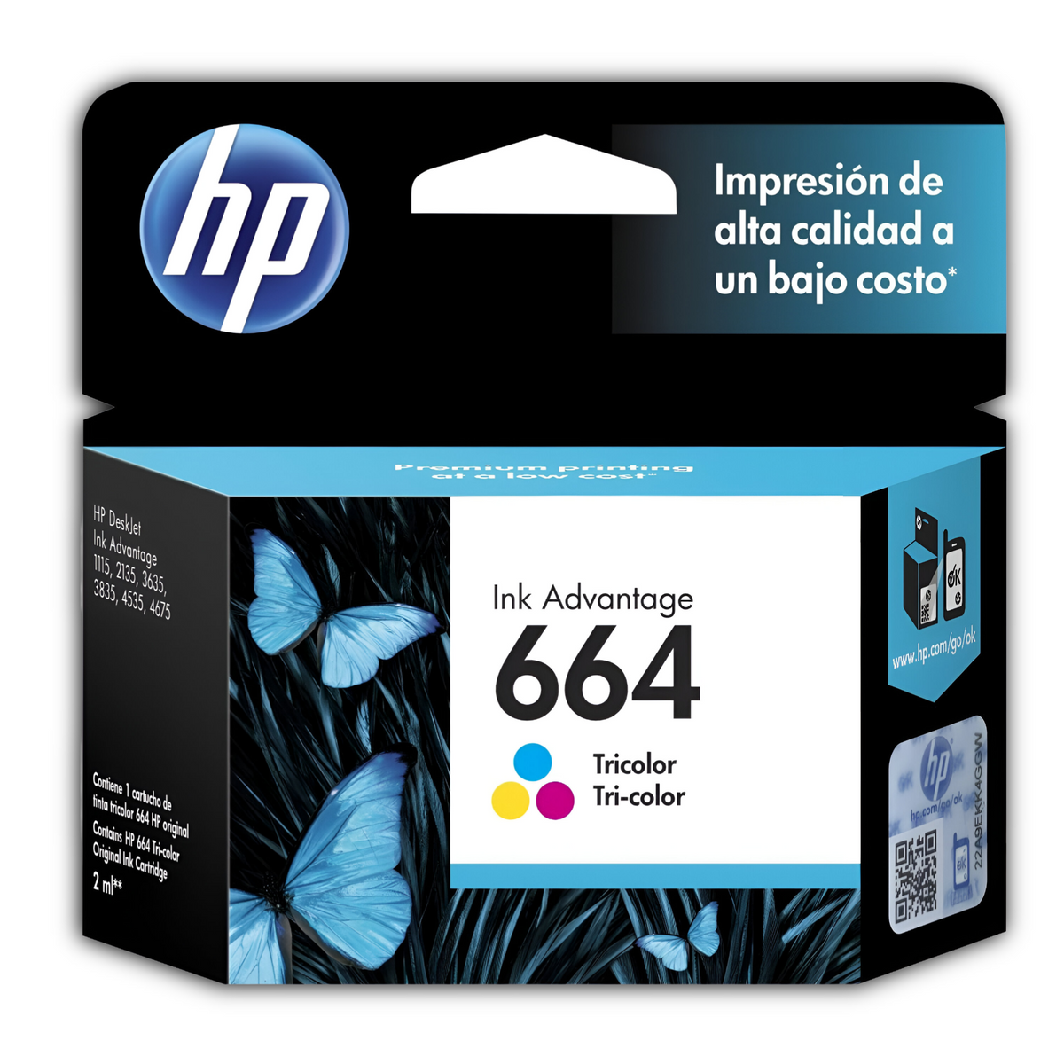 Tinta HP 664 TriColor 2ML Cartridge Original F6V28AL