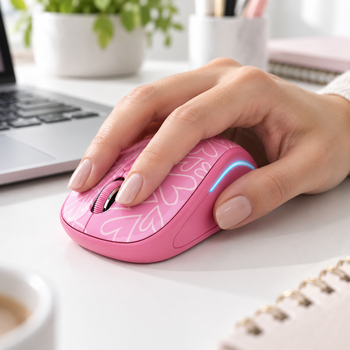 Mouse Inalambrico Rosado Retro Iluminado Rgb Trust Yvi 22336