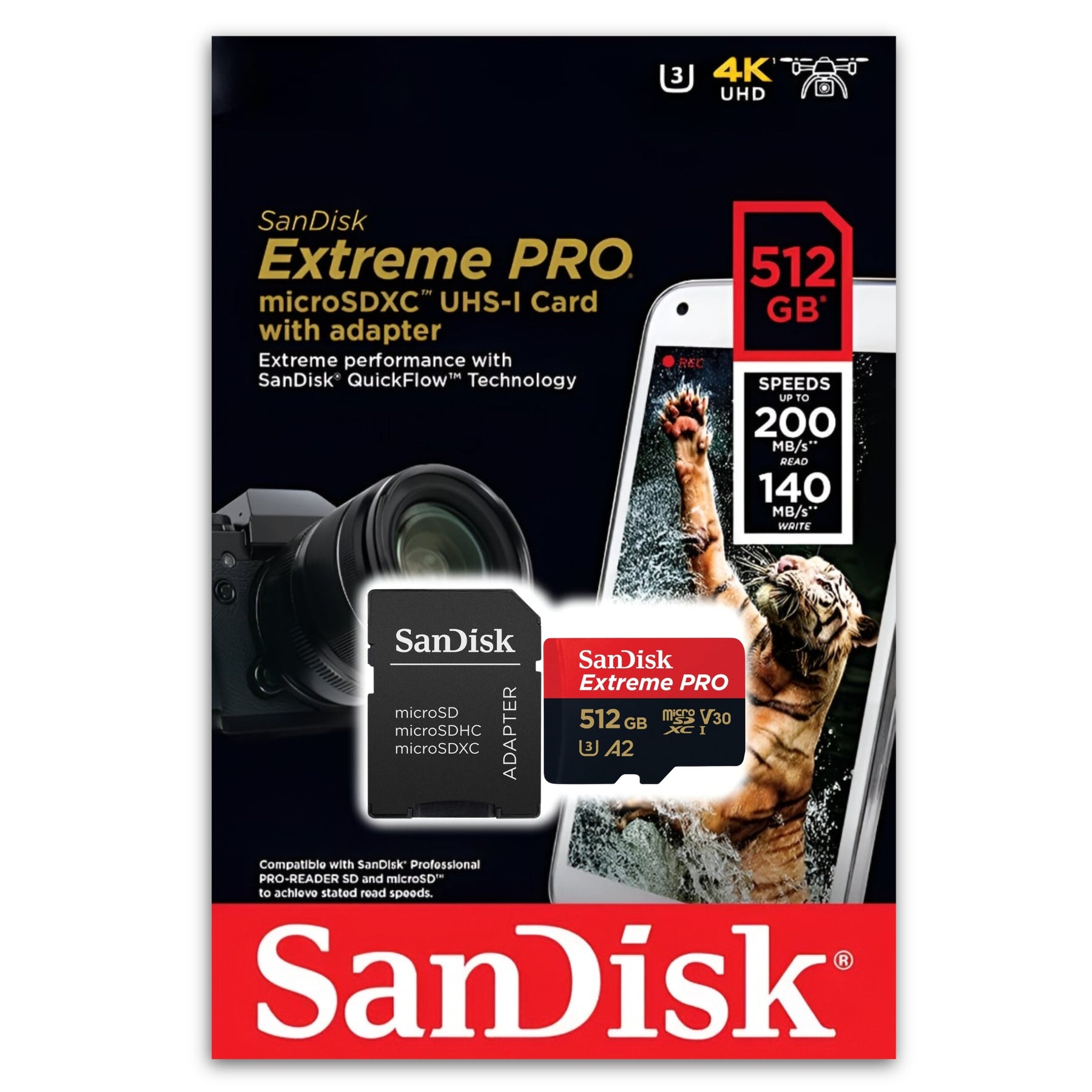 Memoria Micro SD SanDisk 512GB Extreme PRO Black 200Mbps 4K