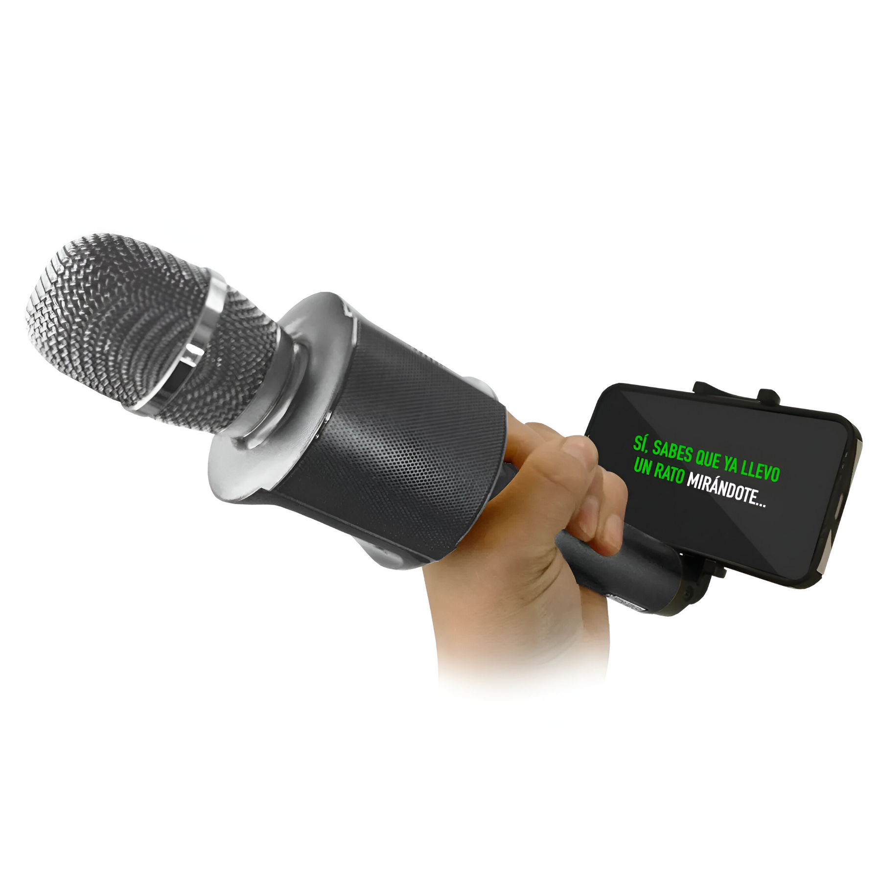 Parlante Portátil Tipo Micrófono c/ Soporte Smartphone Black