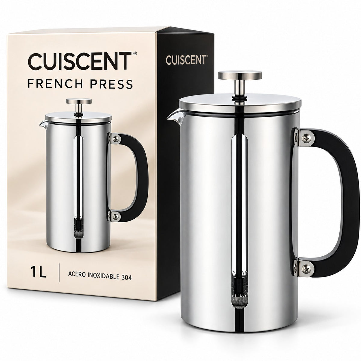 Cafetera Francesa Premium de Acero Inoxidable Cuiscent 1LT