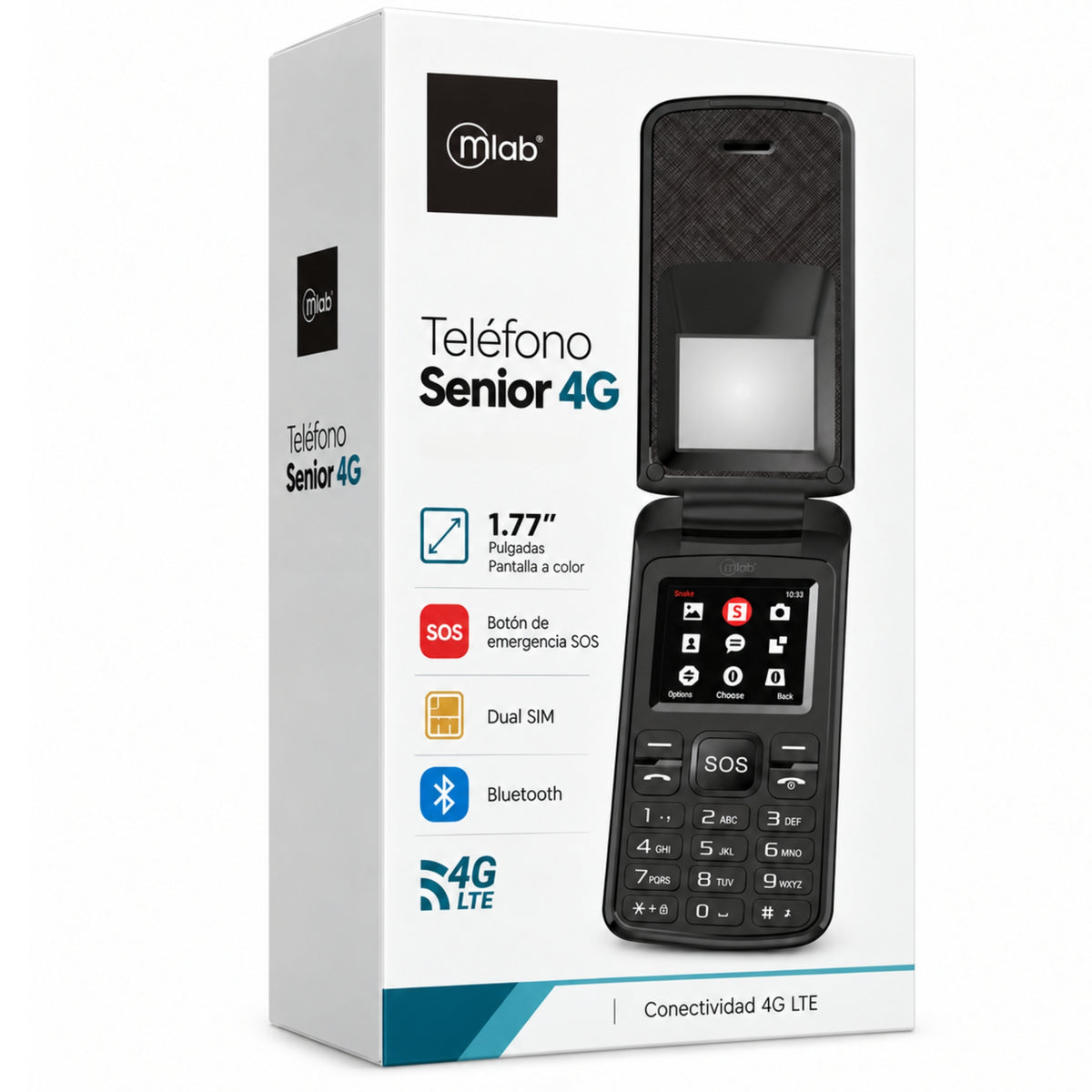 Teléfono Senior 4G de Adulto Mayor con Boton S. O. S MLAB-BK