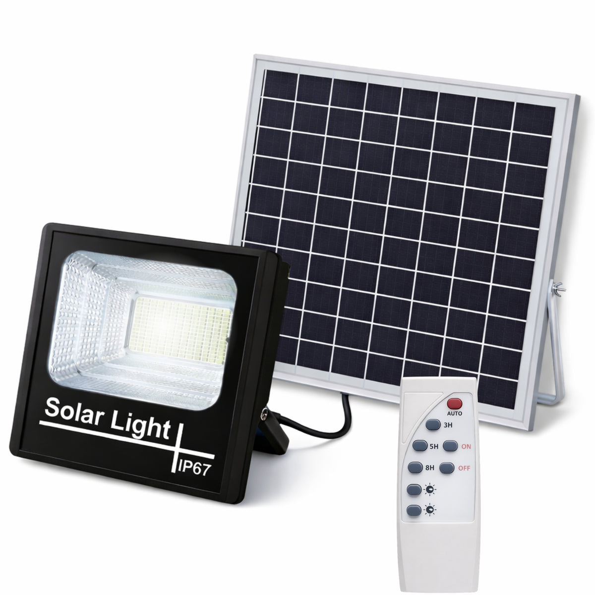 Foco Solar Exterior 500W IP67 con Panel HD + Control Remoto