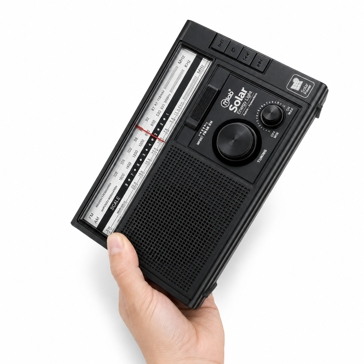 Radio AM/ FM/ SW/ BT Recargable USB-C + Carga Solar & Pilas