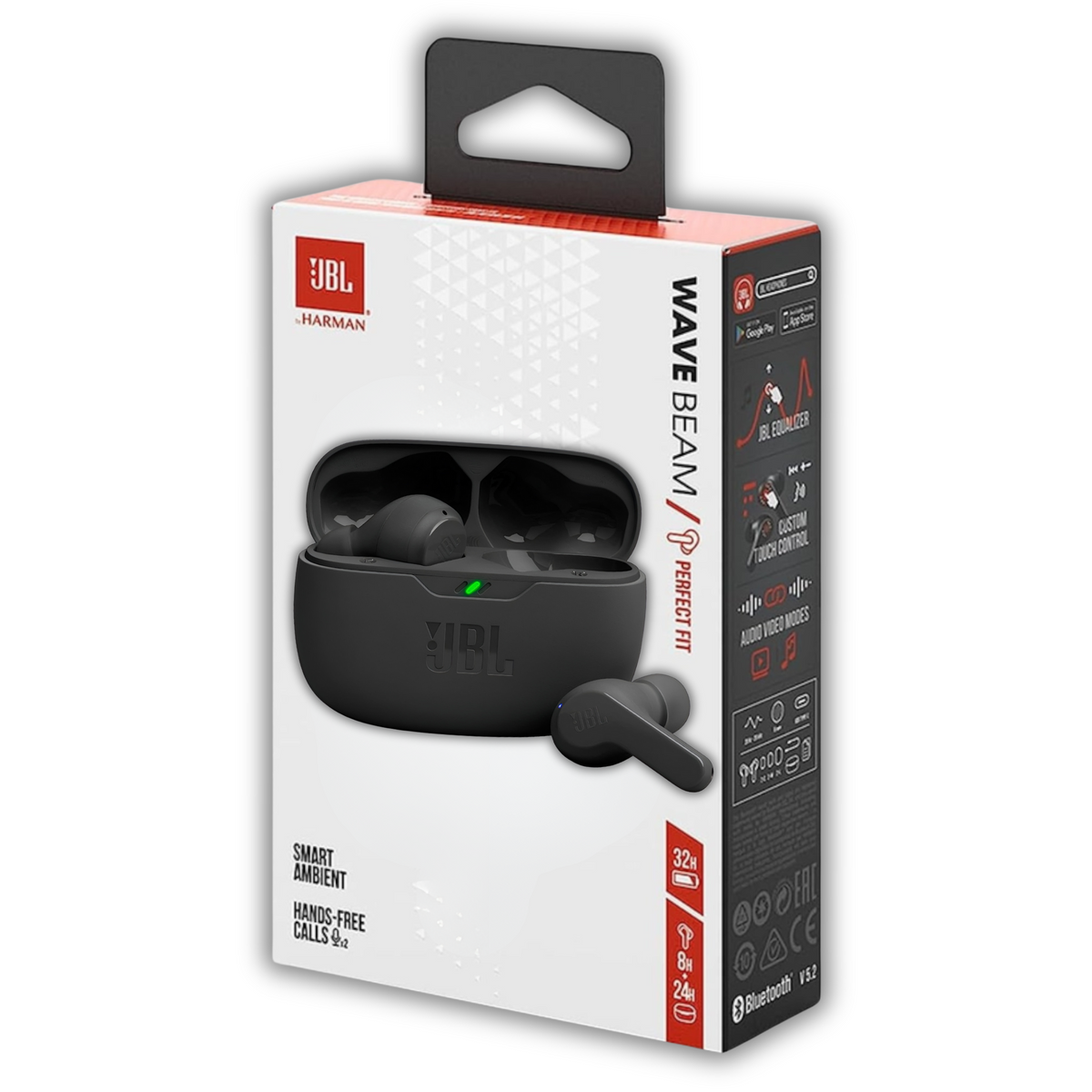 Audífonos JBL WAVE BEAM Touch Perfect Fit Black TWS 32Hrs