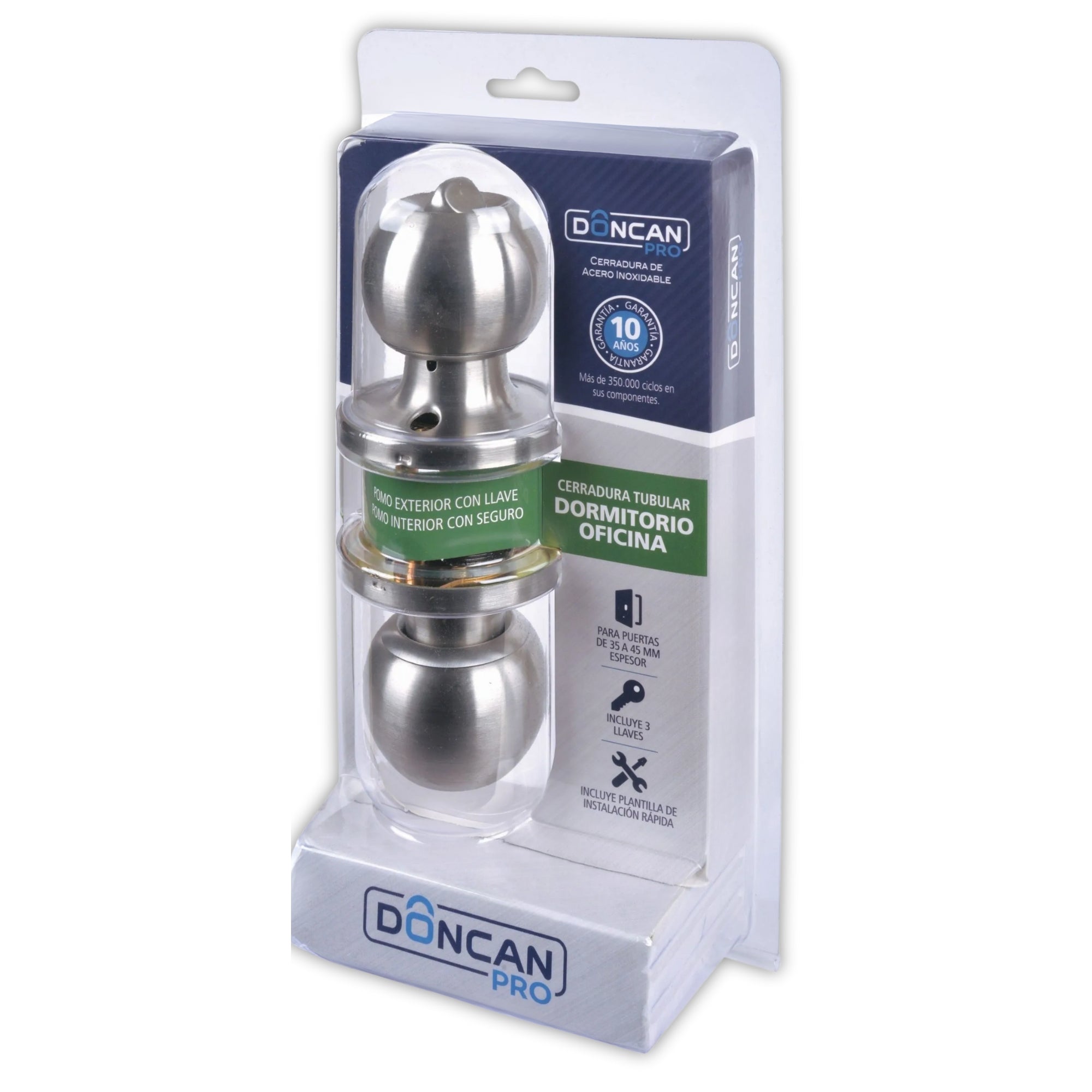 Pack de 3 Cerraduras Dormitorio & Oficina Ac Inox Doncan Pro