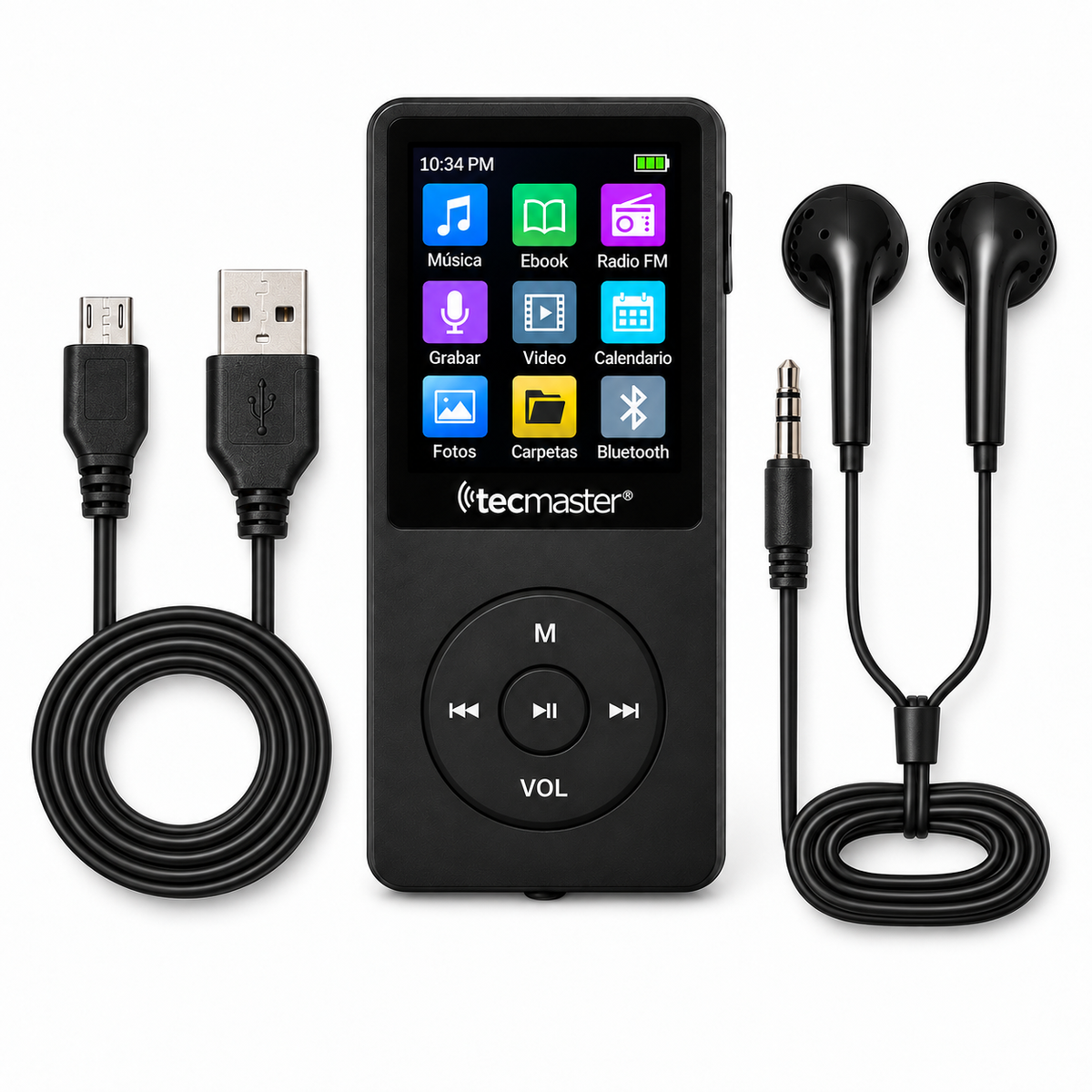 Reproductor MP3 16GB Bluetooth 5.0 Tecmaster TM-300523 Negro