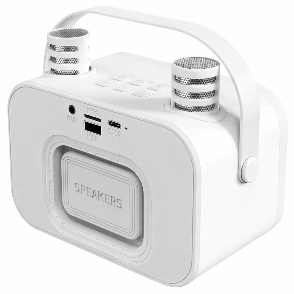 Parlante Karaoke de Niños + 2 Micrófonos Inalámbricos Blanco My Lil Dual Voice RGB