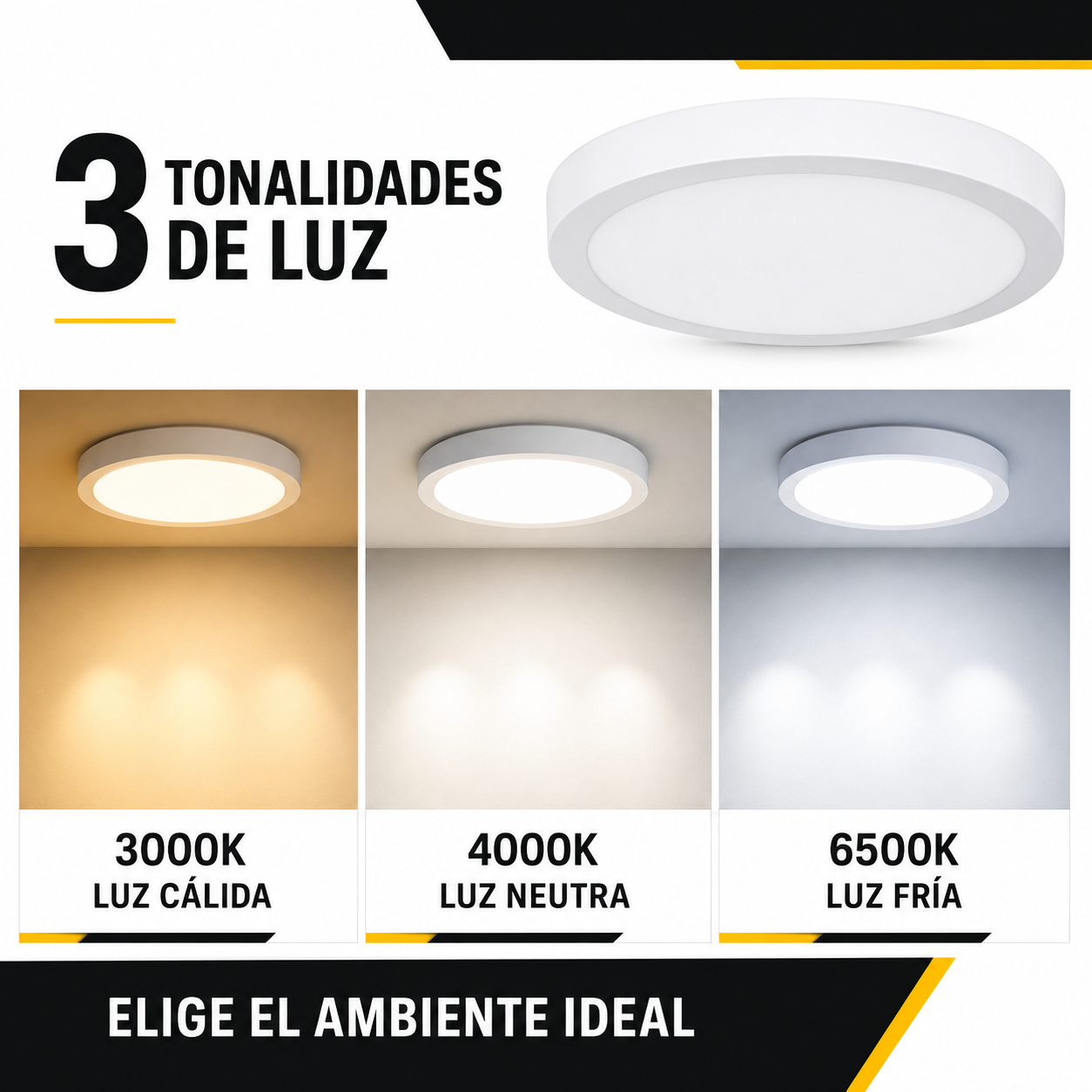 Plafón Led Sobrepuesto 24W CCT Luz Cálida/ Neutra/ Fría 29CM