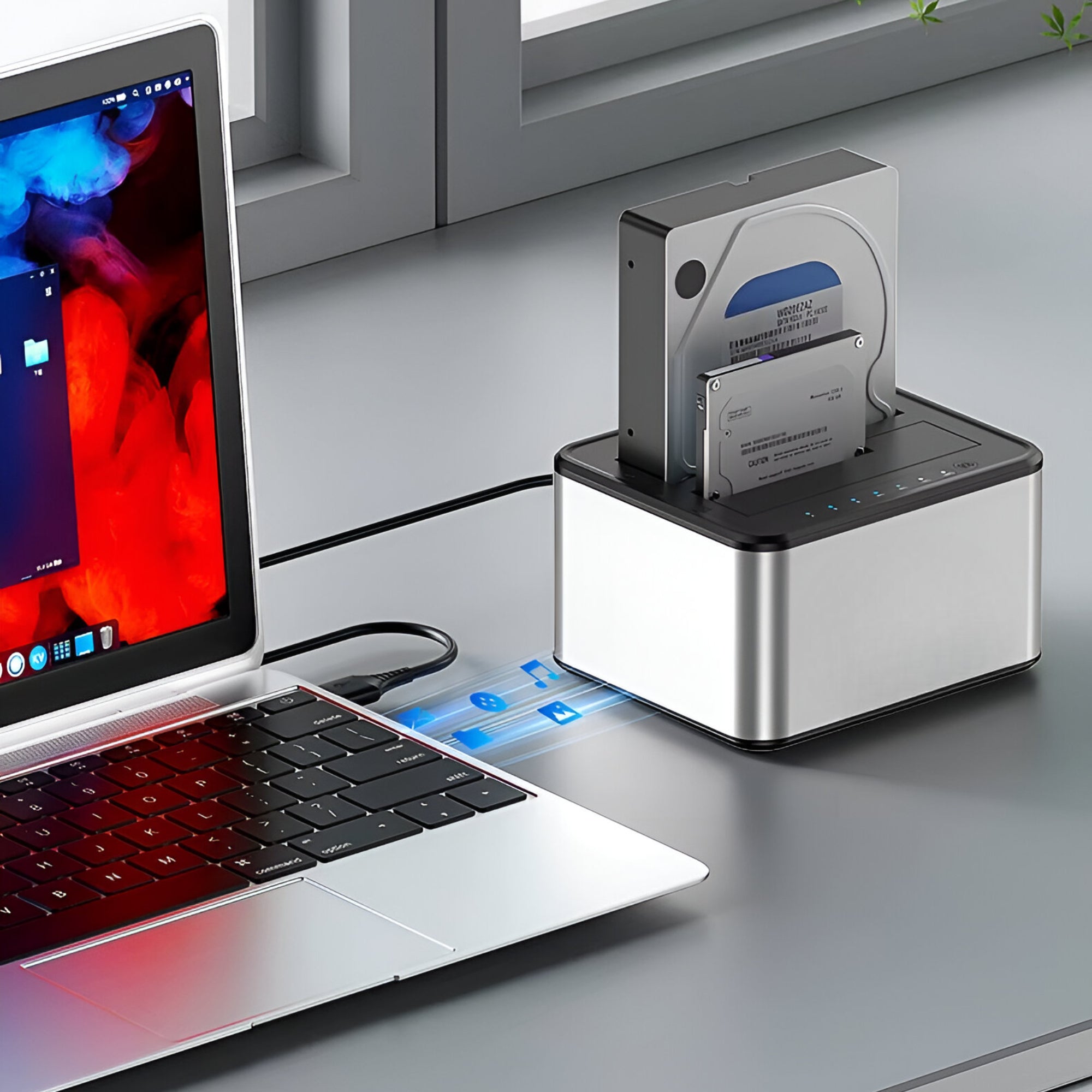 Lector de Discos SATA USB 3.0 Dock Station Dual 5 GBPS K250D