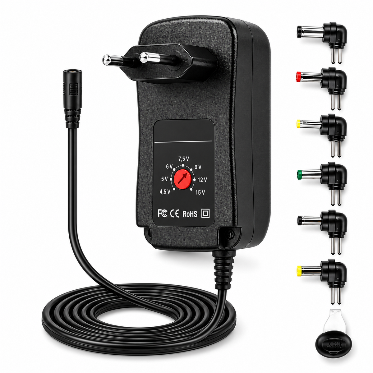 Transformador 15V Regulables 3A / 45W + 8 Plug Universales