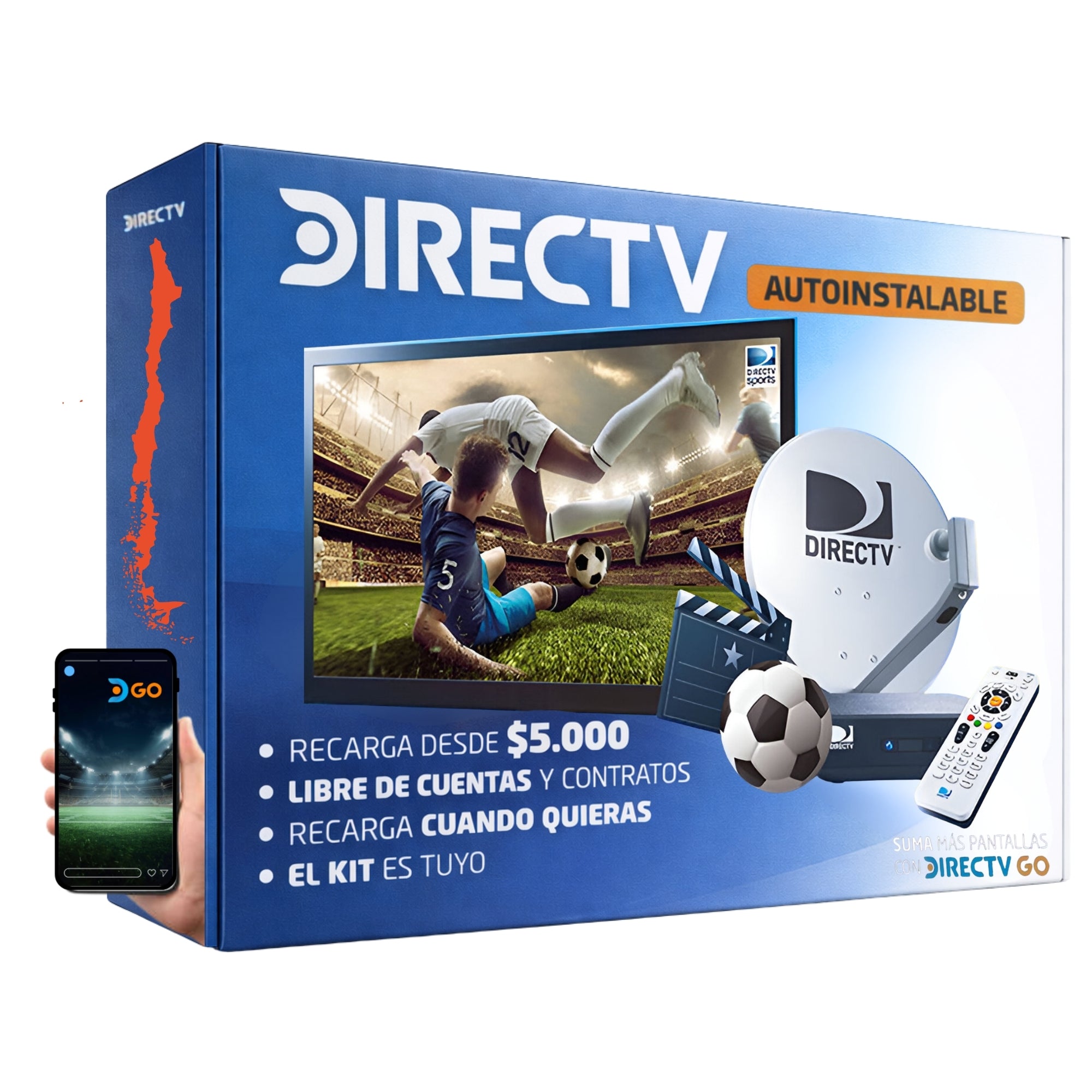 Antena DirecTV Prepago Satelital HD Kit FULL + 2 Directv GO