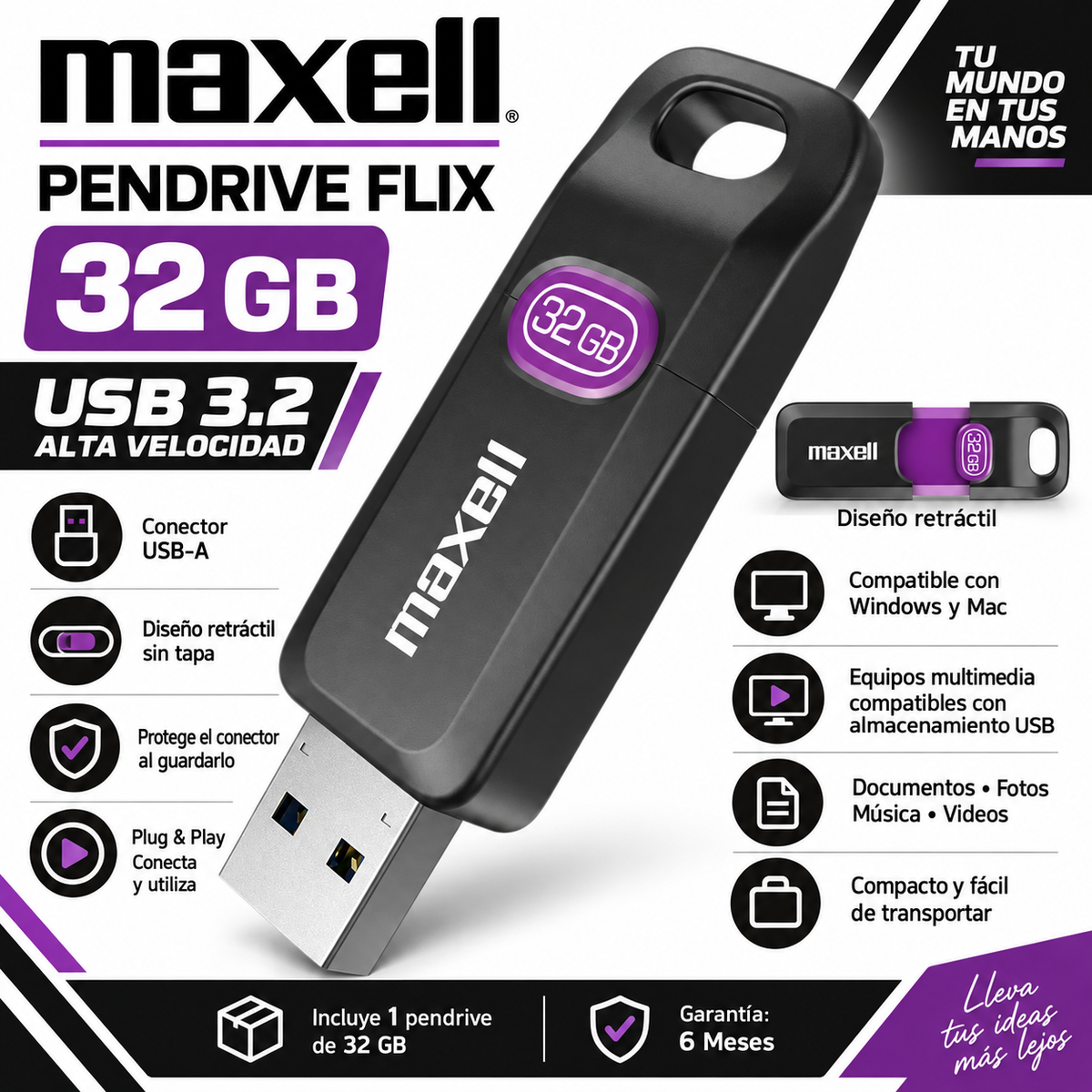 Pendrive Maxell Flix 32GB USB 3.2 High Speed