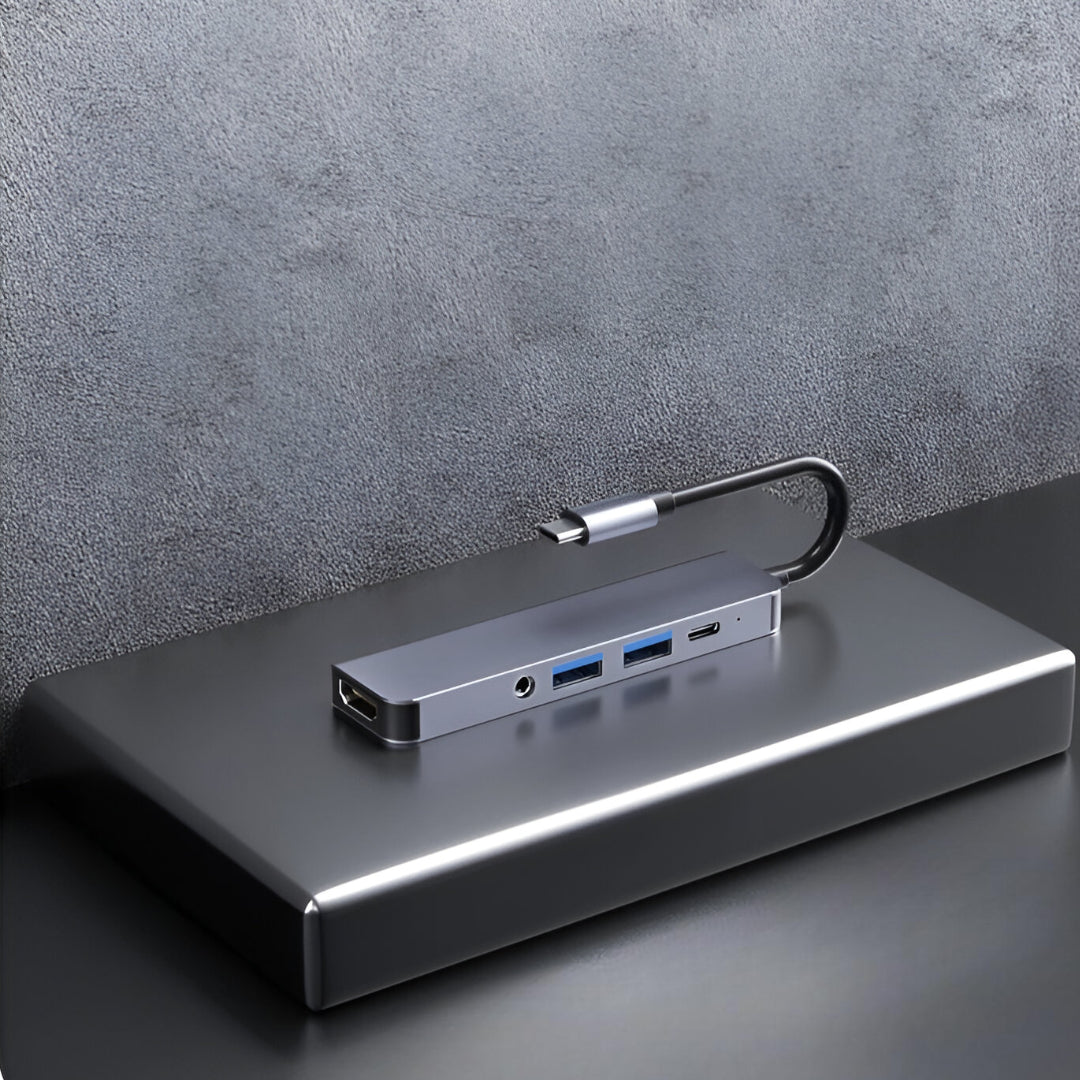 Adaptador Hub Usb-C Multipuertos 5 En 1 (Hdmi, Jack, Usb, Usb C) Gtc