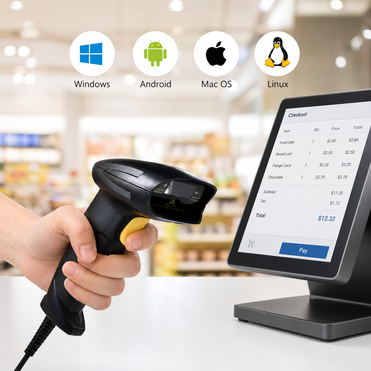 Lector de Códigos de Barra Inalámbrico CCD 2.4G Recargable