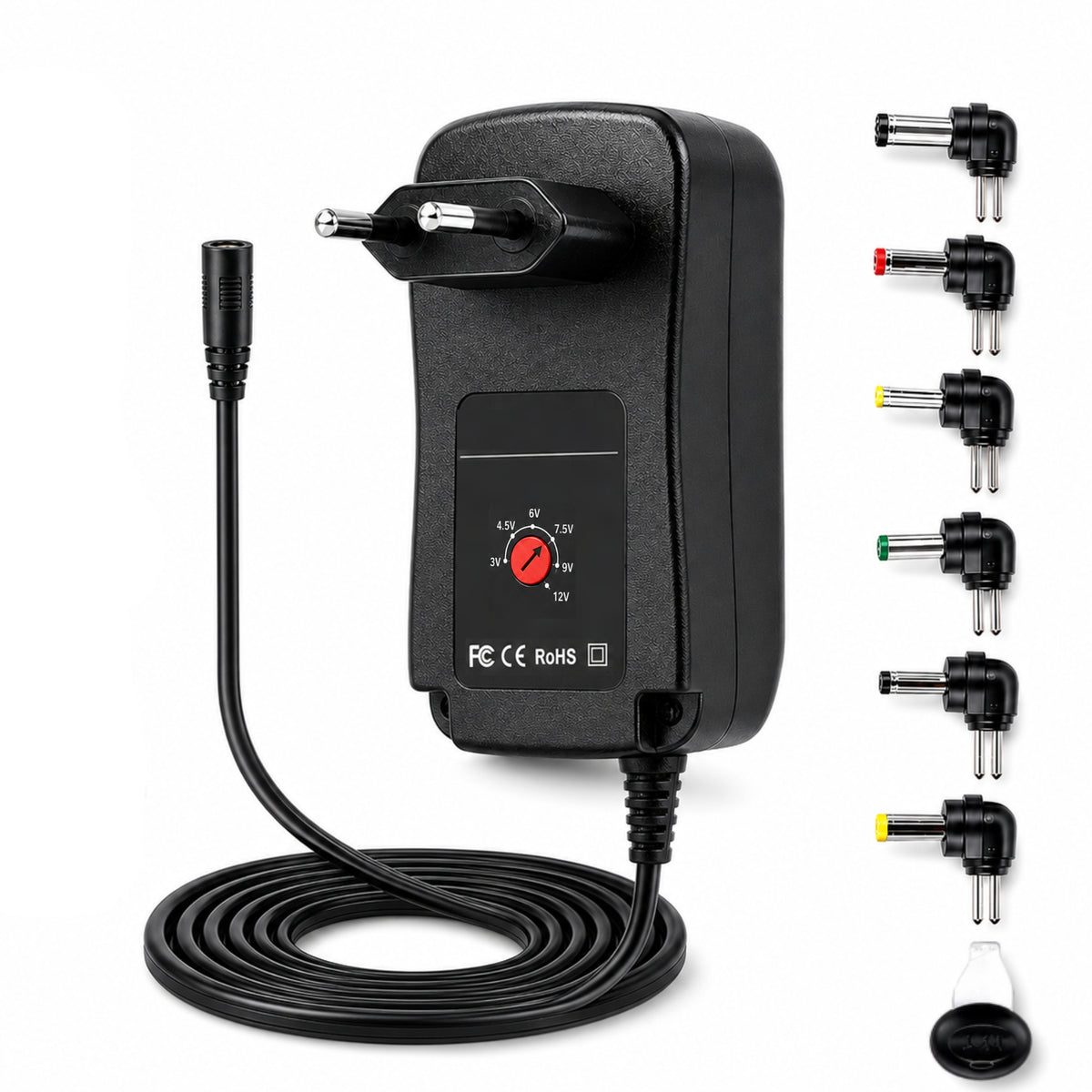 Transformador 12V Regulables 1.2A / 15W + 6 Plug Universales
