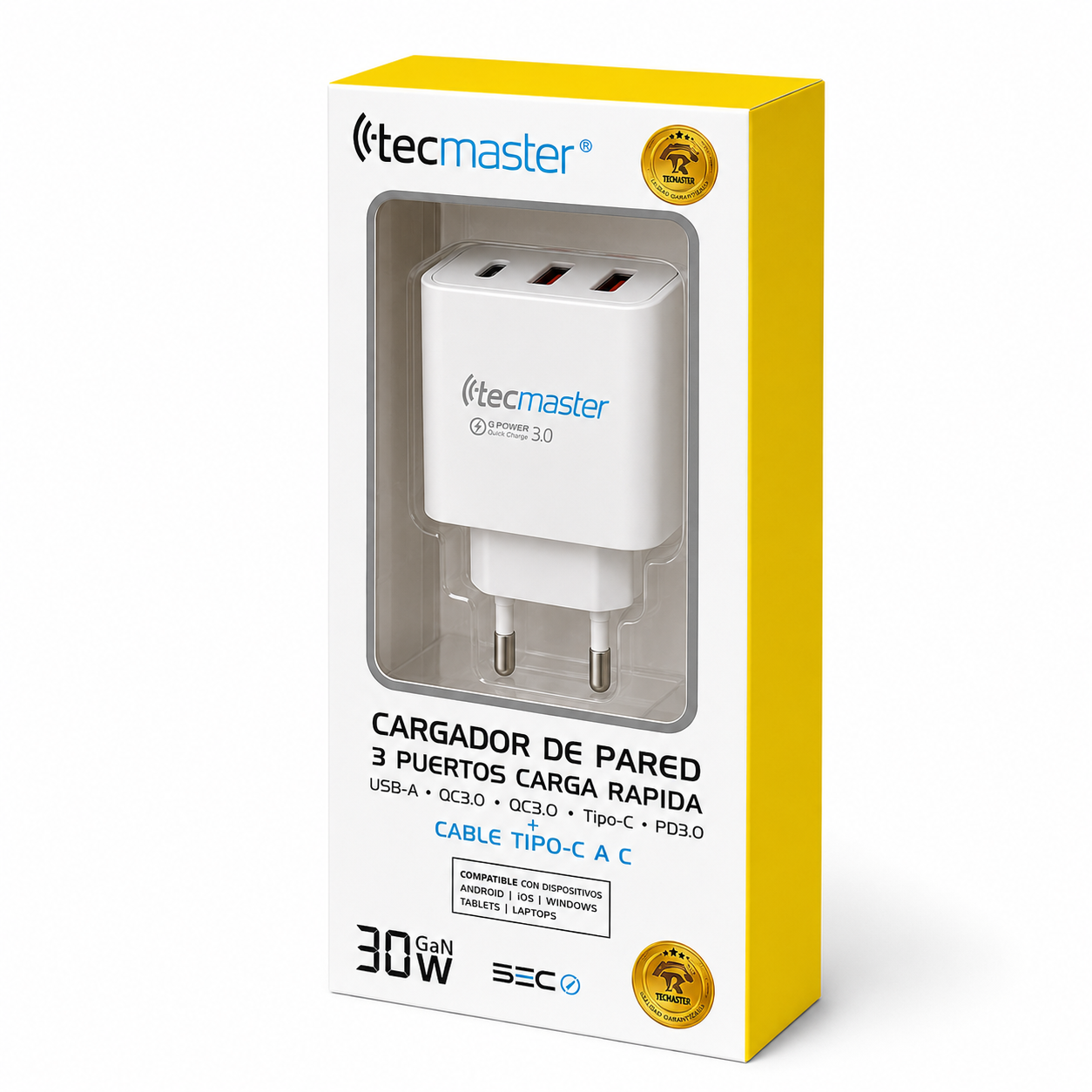 Cargador USB-C de Carga Rapida 30W con GAN + Power Delivery