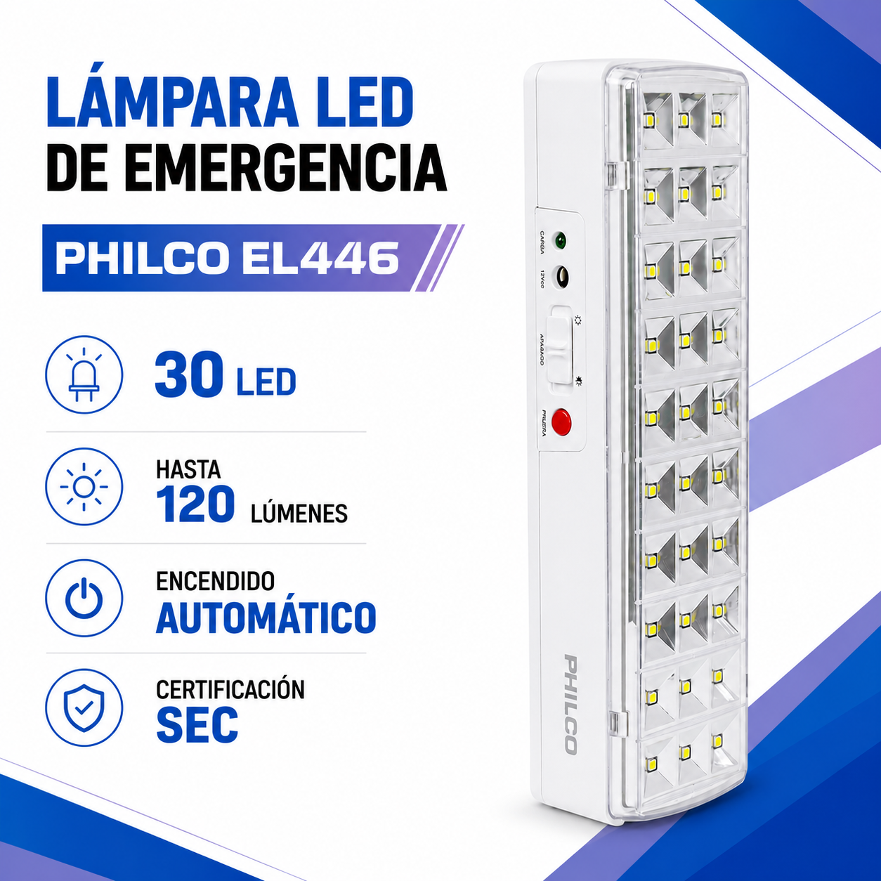 Lampara LED de Emergencia Recargable Multipropósito SEC L446