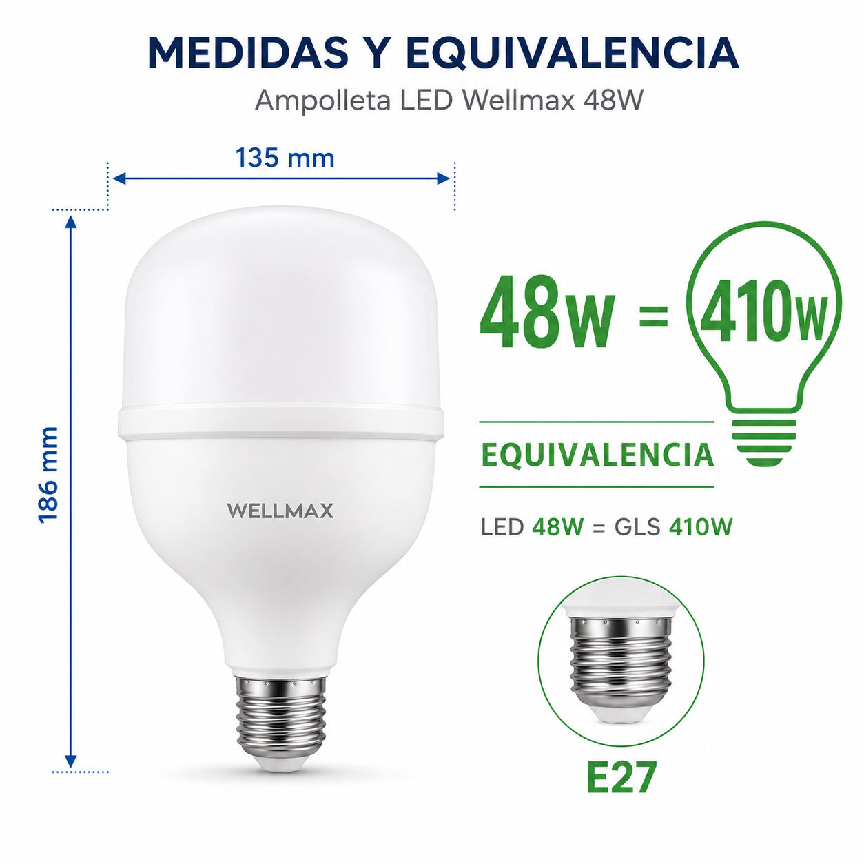 Ampolleta LED Hammer 48W Luz Fria E27 Con Chip LED Samsung