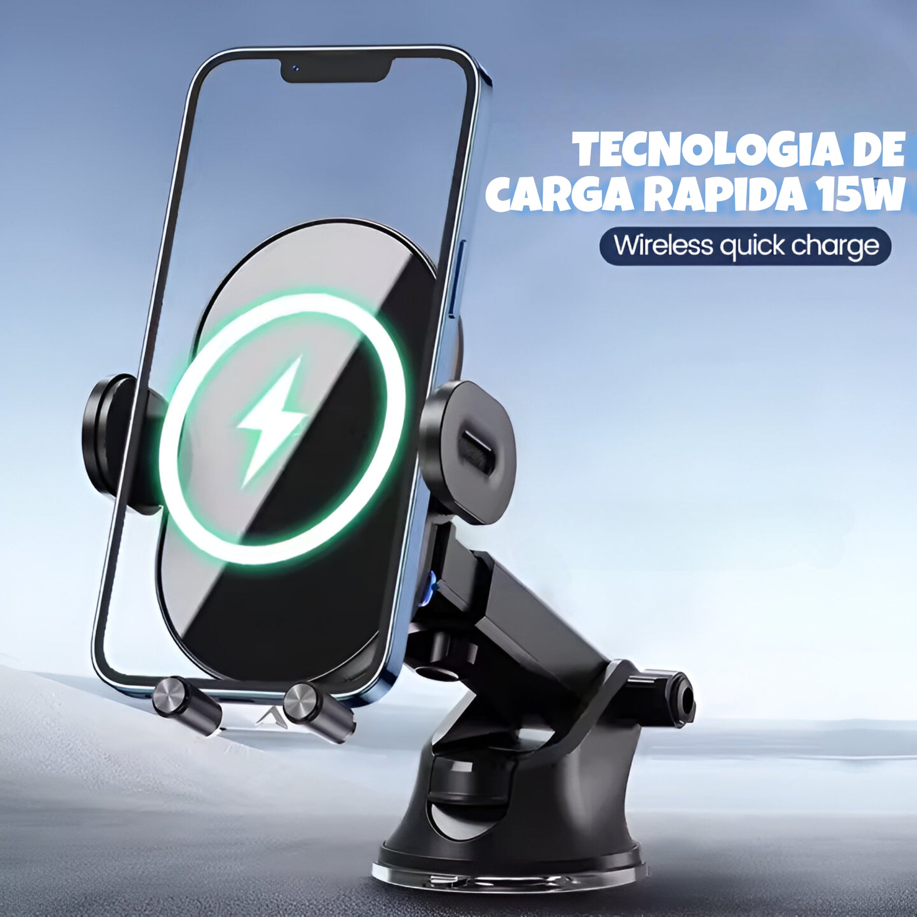 Soporte de Auto con Carga Inalámbrica 15W Tecmaster TM200543