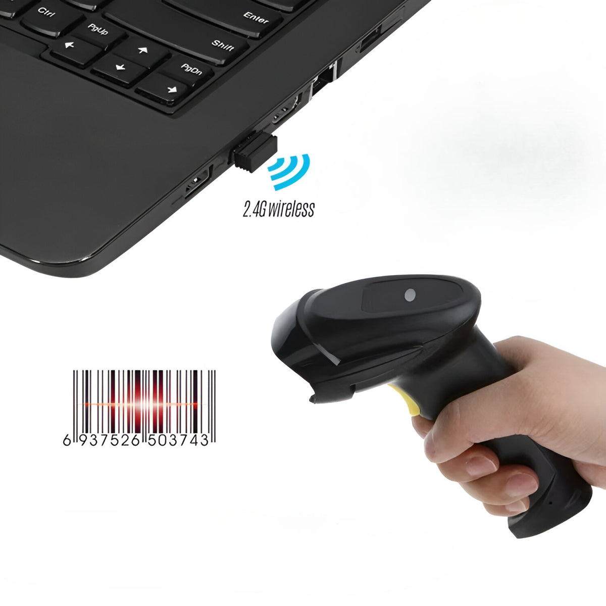 Lector de Códigos de Barra Inalámbrico CCD 2.4G Recargable