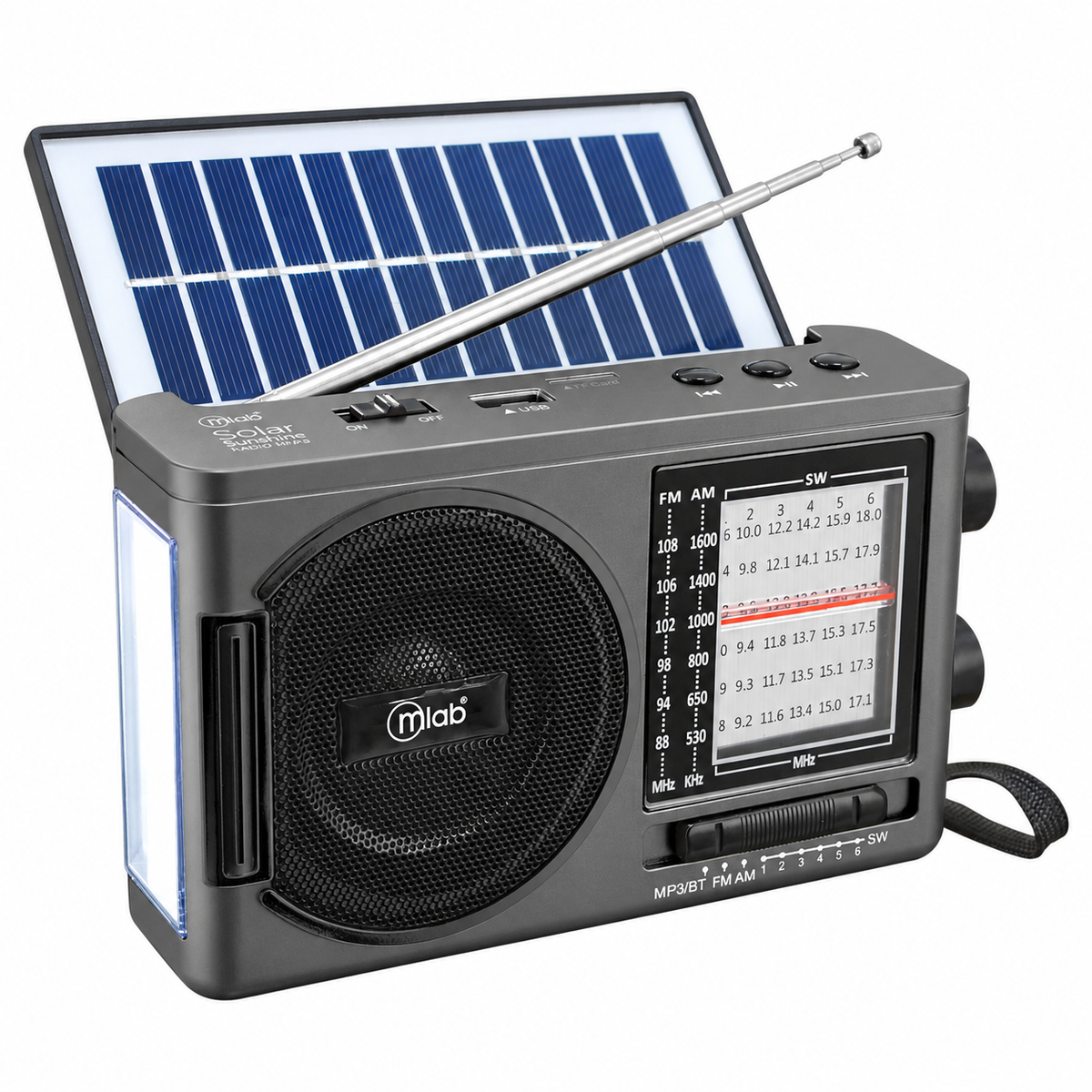 Radio Solar Recargable AM FM/ SW/ TF/ USB/ BT Retro Sunshine