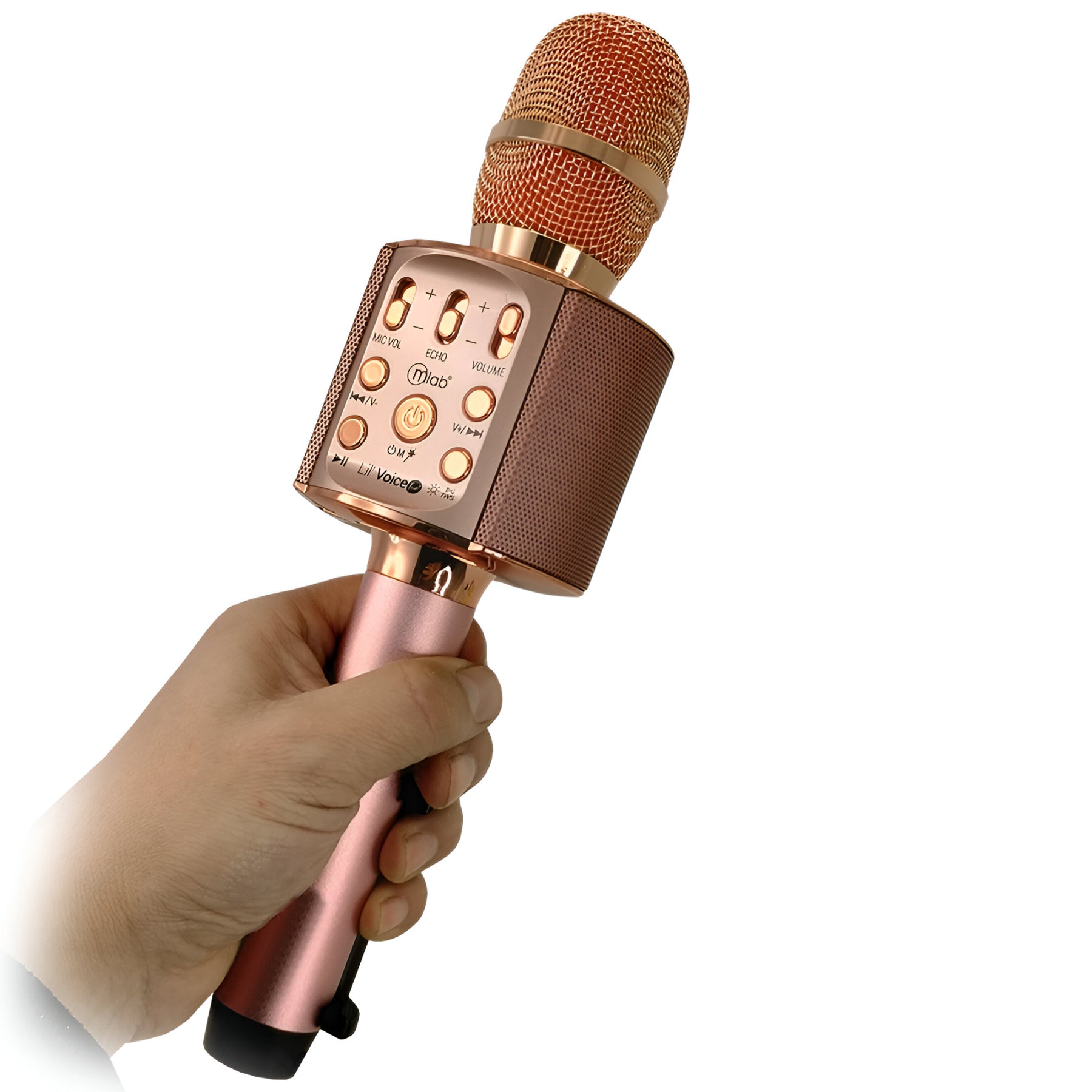 Parlante Portátil Tipo Micrófono c/ Soporte Smartphone Pink