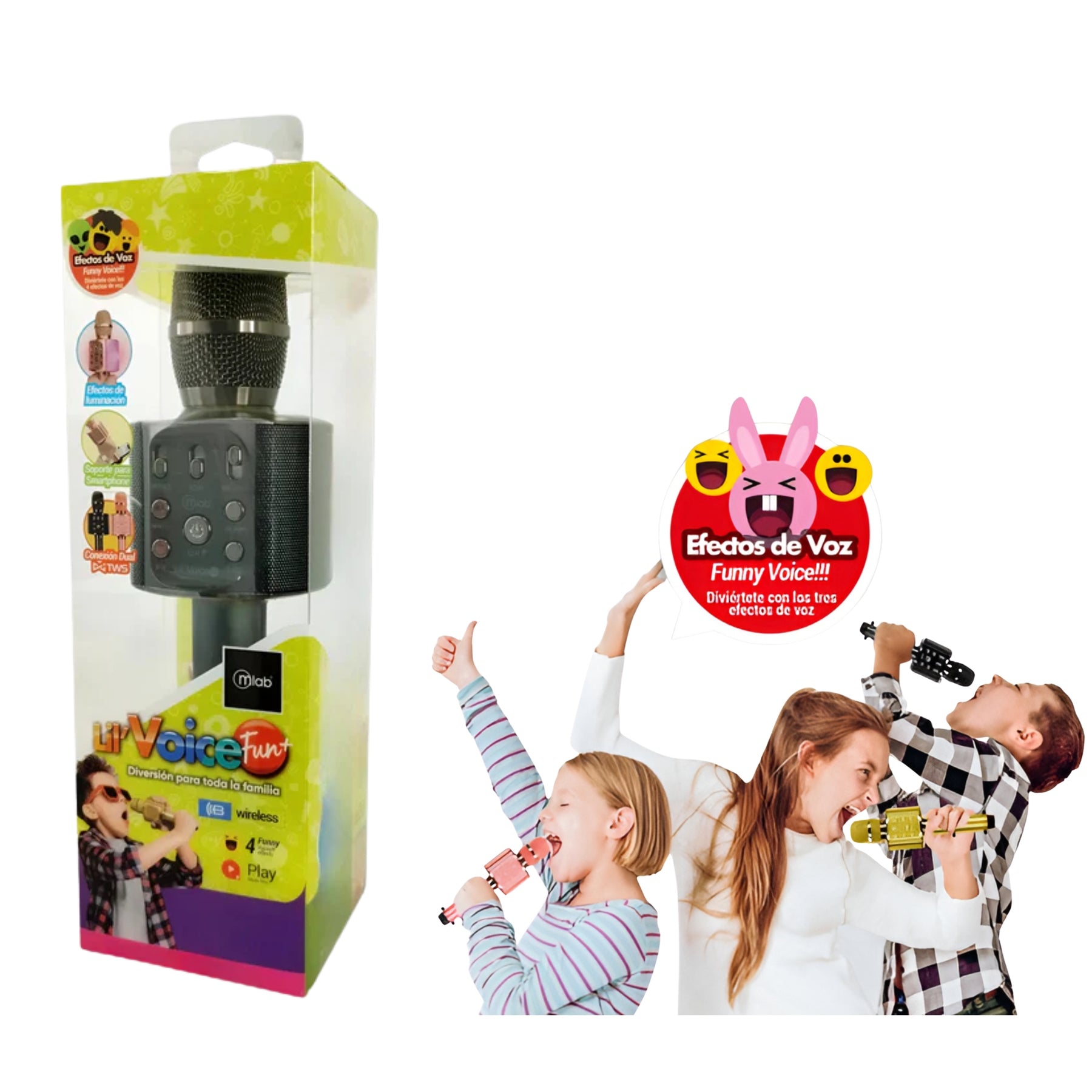 Parlante Portátil Tipo Micrófono c/ Soporte Smartphone Black