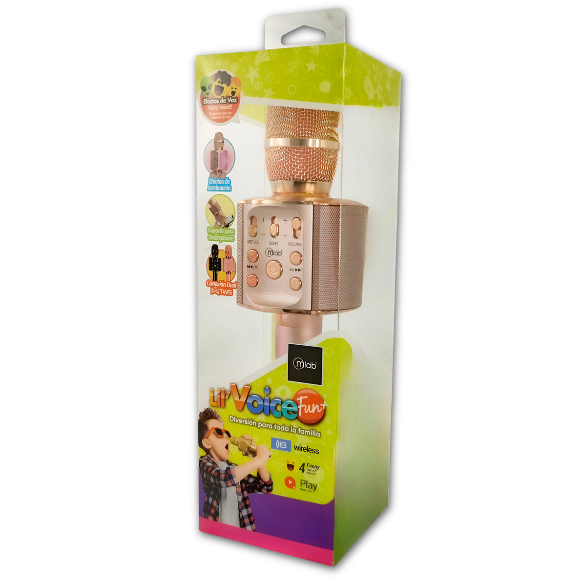 Parlante Portátil Tipo Micrófono c/ Soporte Smartphone Pink