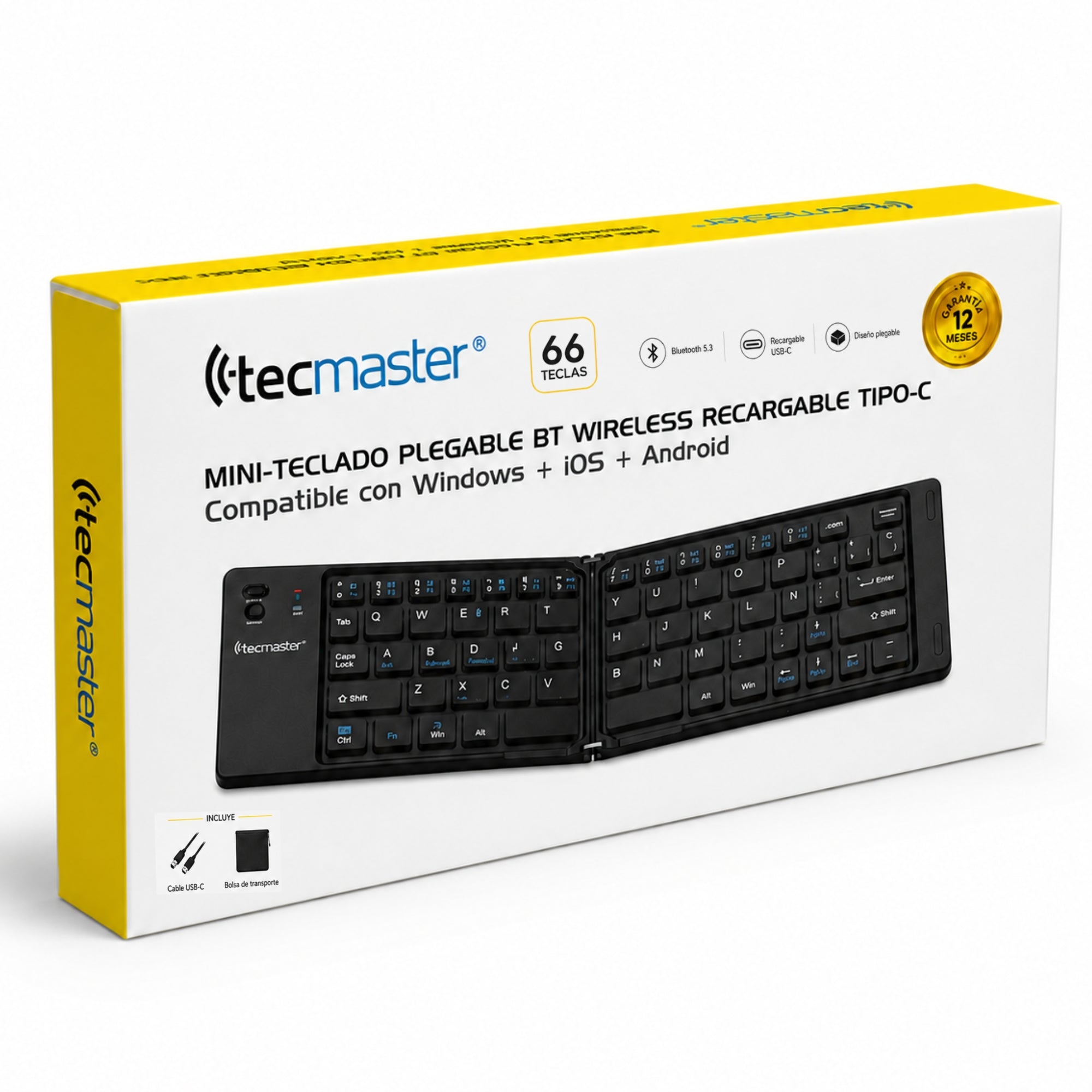 Teclado Bluetooth Plegable Multiplataformas Black
