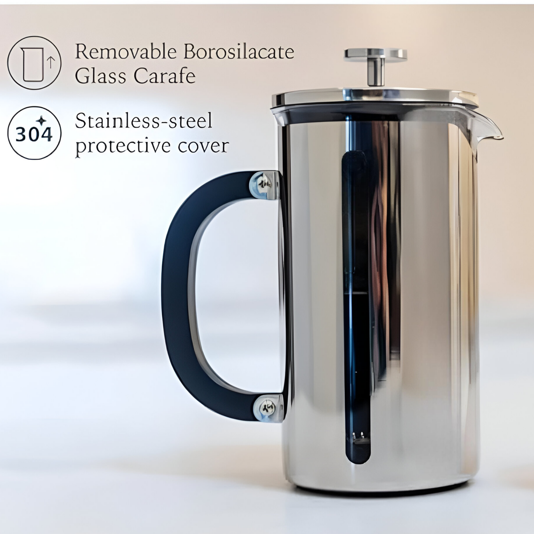 Cafetera Francesa Premium de Acero Inoxidable Cuiscent 1LT