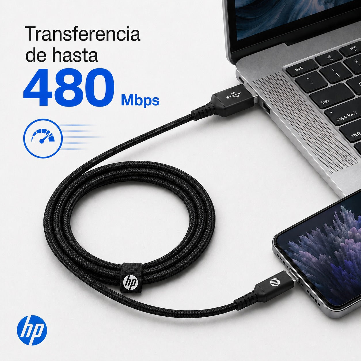 Cable de Datos HP USB-C A USB 3.0 REFORZADO 3M / 3A