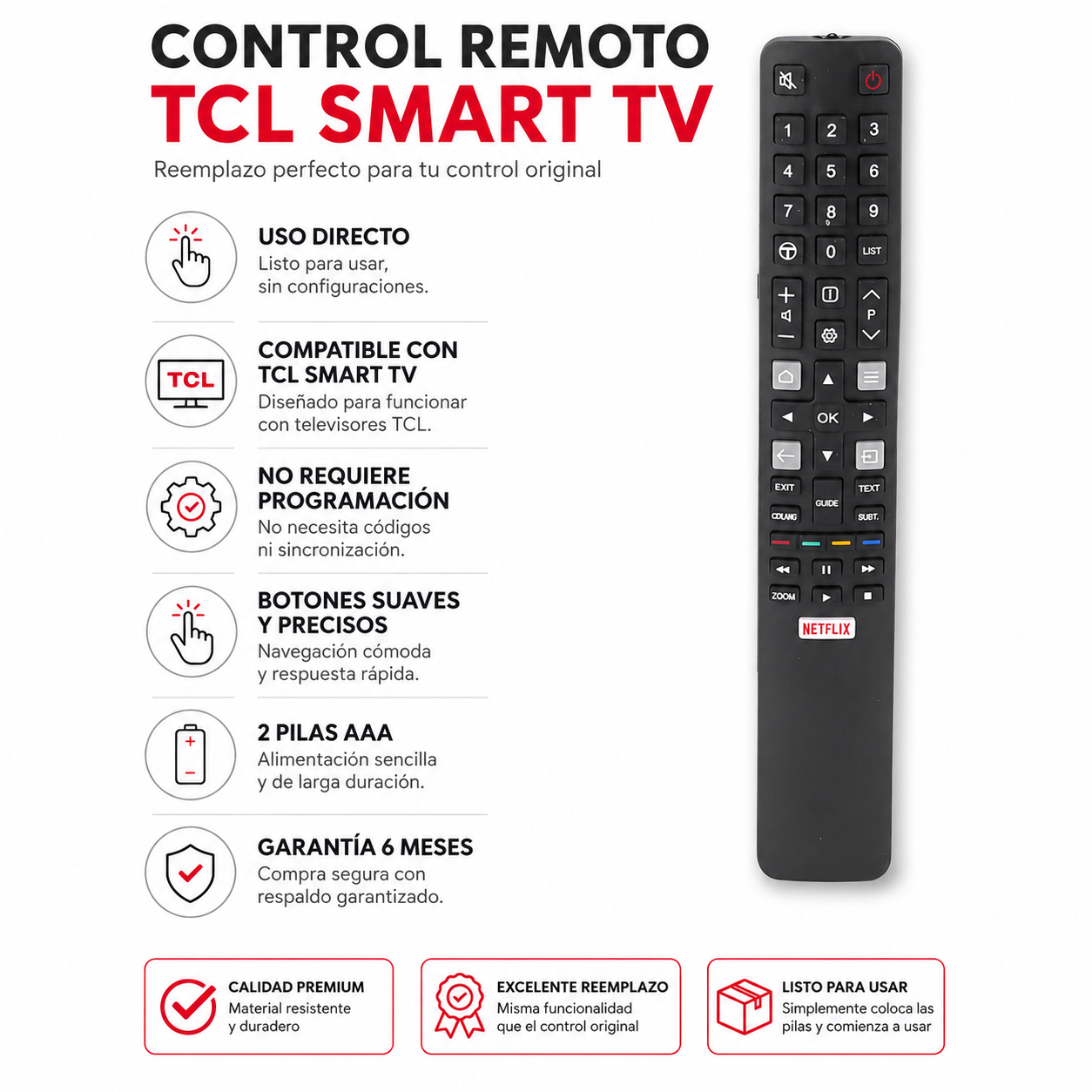 Control Remoto para TCL Smart TV IA Ultima Generación TV25