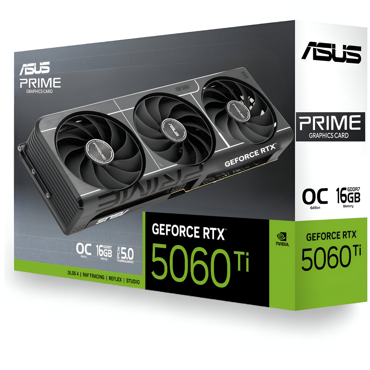 Tarjeta de Video ASUS RTX 5060 Ti 16GB OC Edition Prime AI + 3 Ventiladores