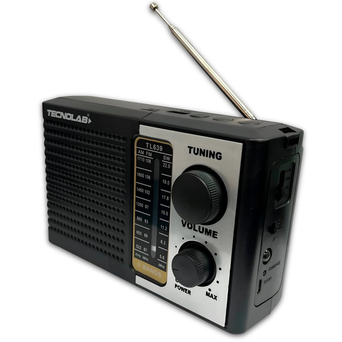 Radio Portátil AM/ FM/ SW Recargable +Pilas + Luz LED 5W RMS