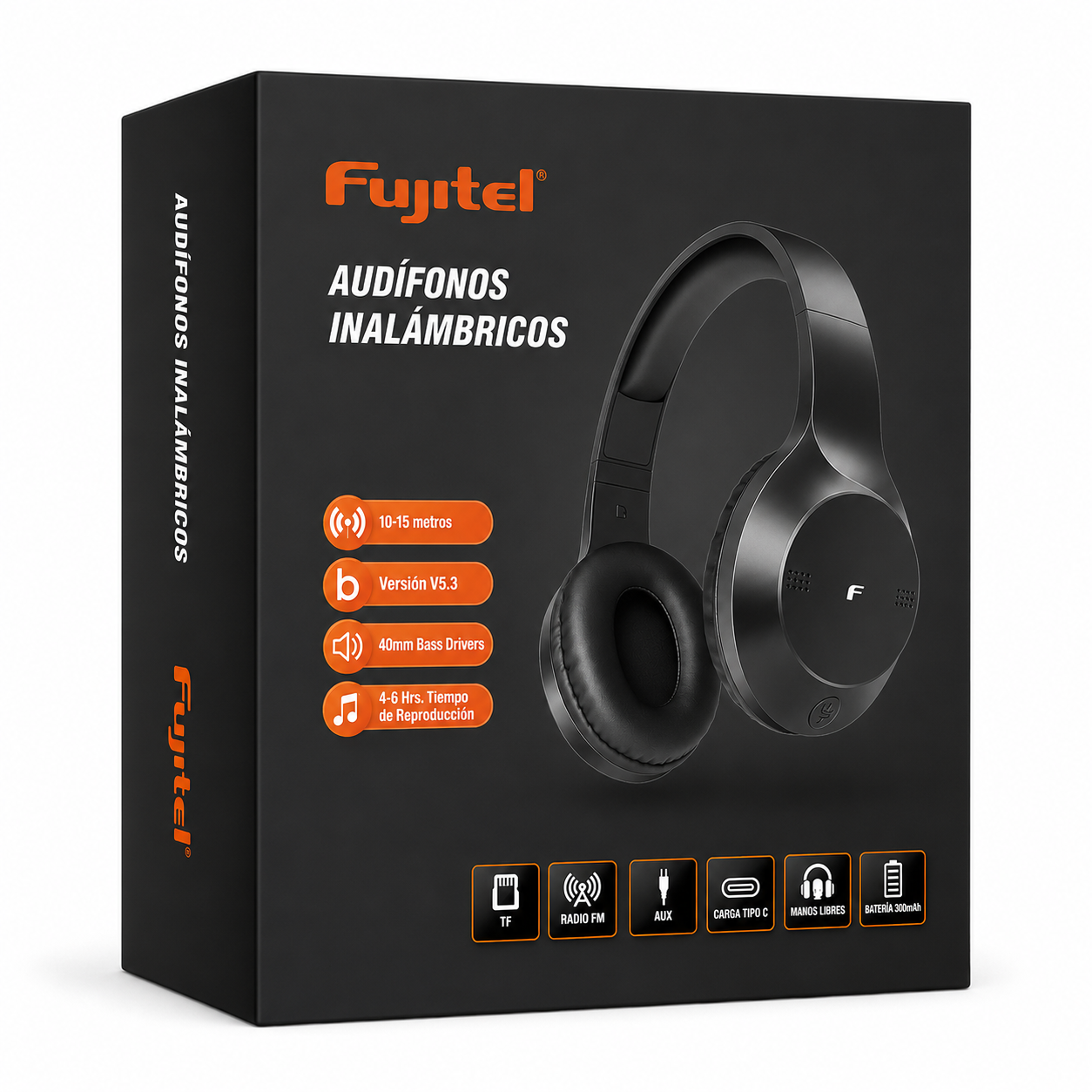 AUDIFONOS FUJITEL BH662 NEGRO BLUETOOTH