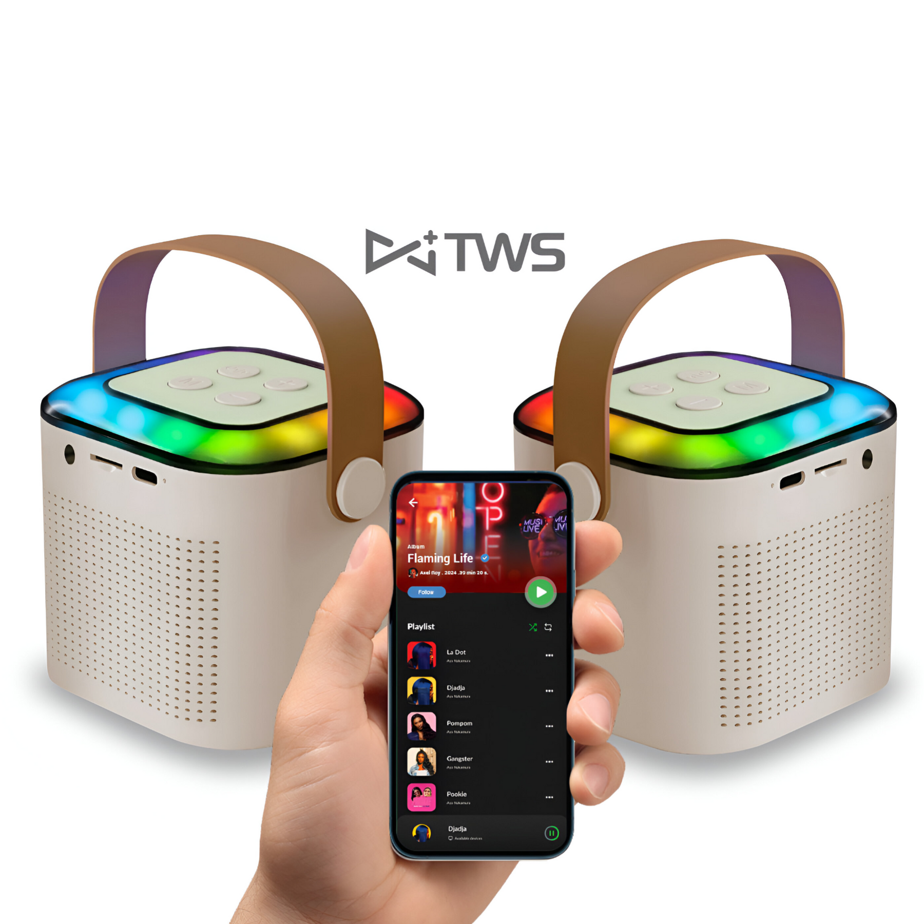 Karaoke RGB para niños con Micrófonos Inalámbricos y Efectos