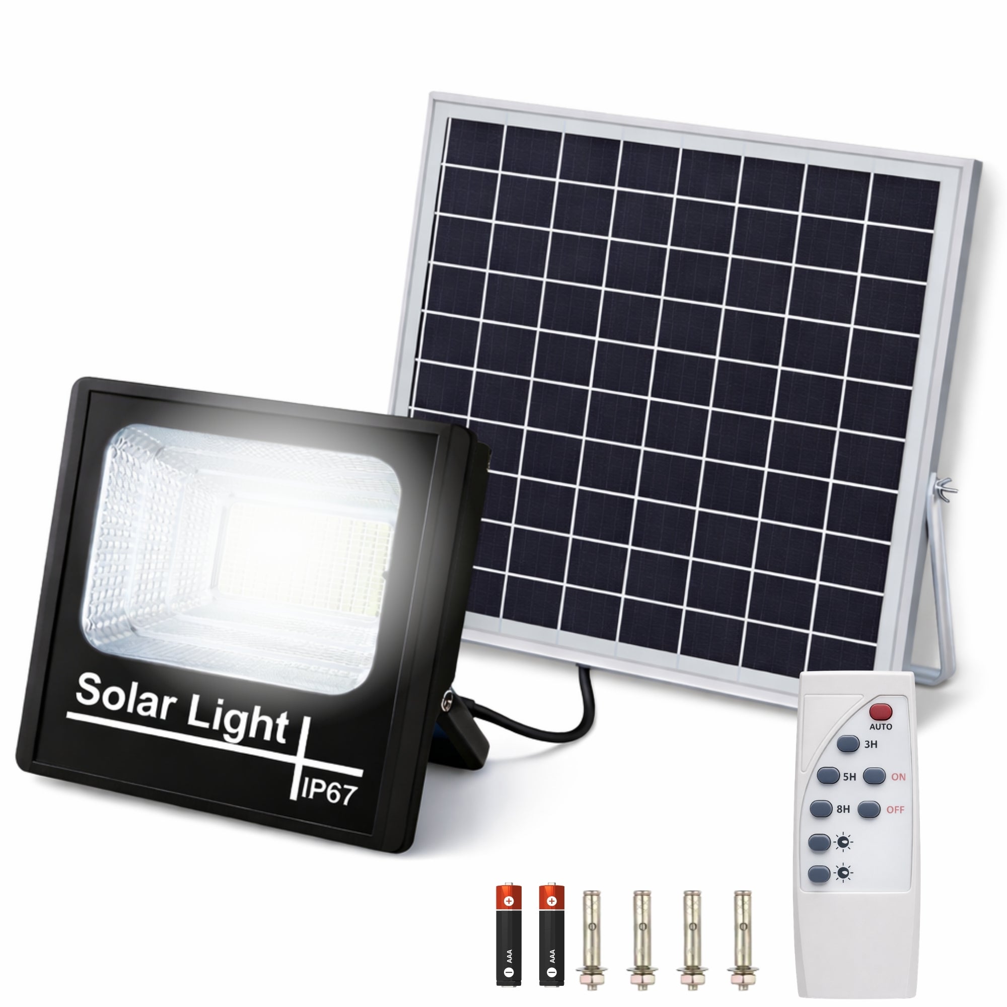 Foco Solar Exterior 500W IP67 con Panel HD + Control Remoto