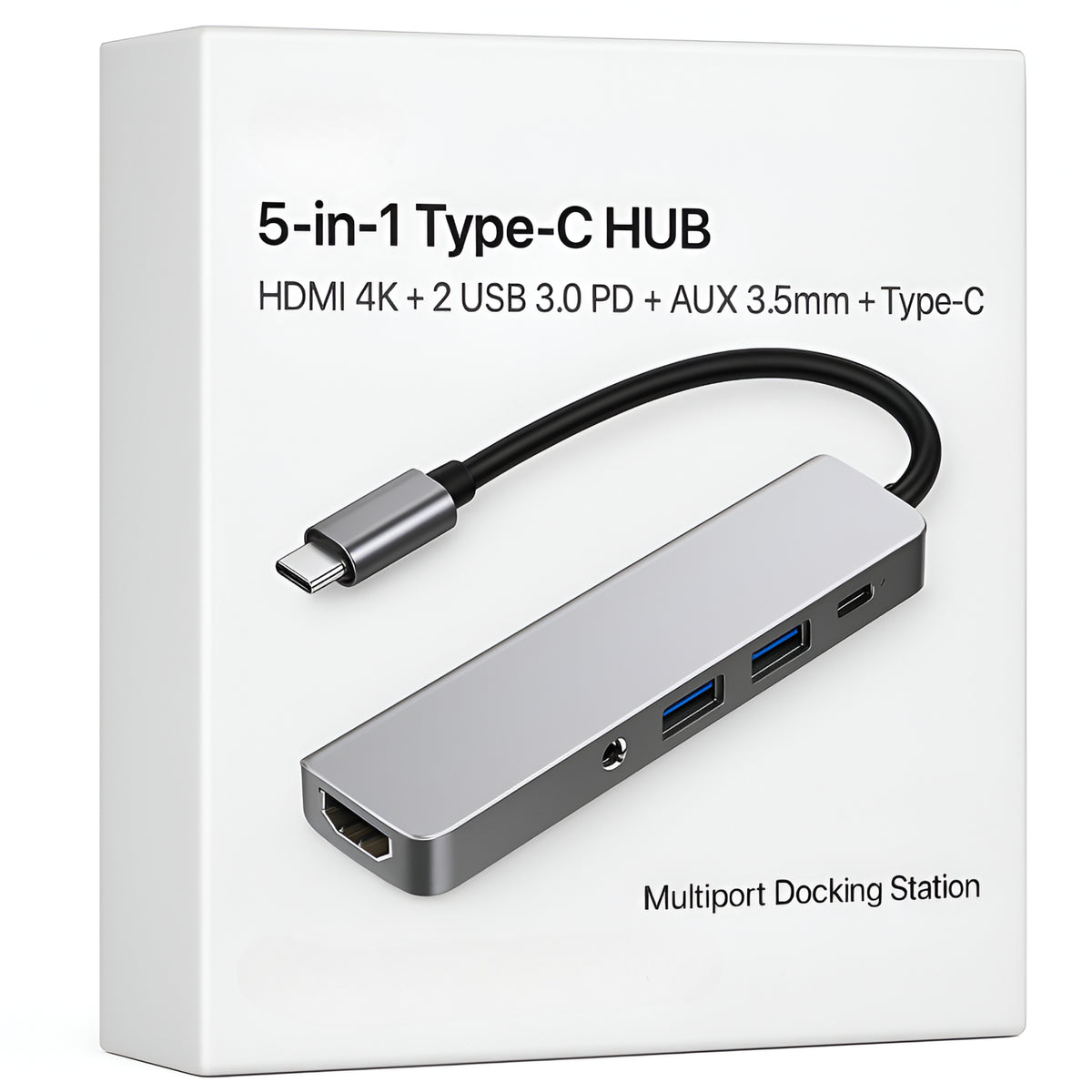 Adaptador Hub Usb-C Multipuertos 5 En 1 (Hdmi, Jack, Usb, Usb C) Gtc