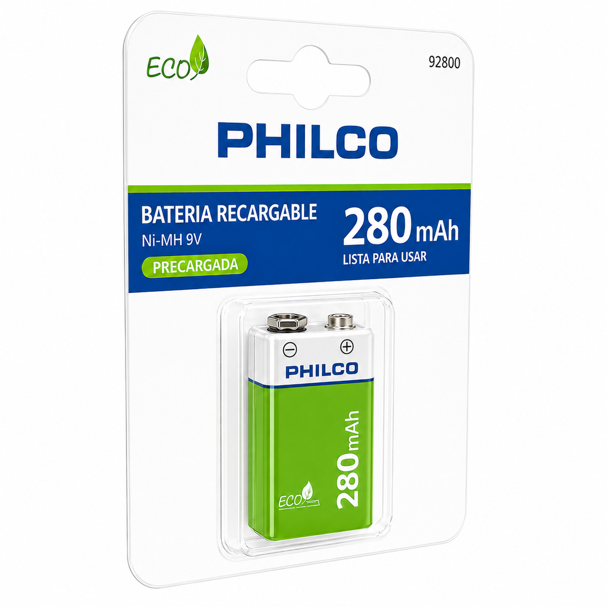 Batería 9V Recargable 280 mAH – Philco Eco Friendly Edition