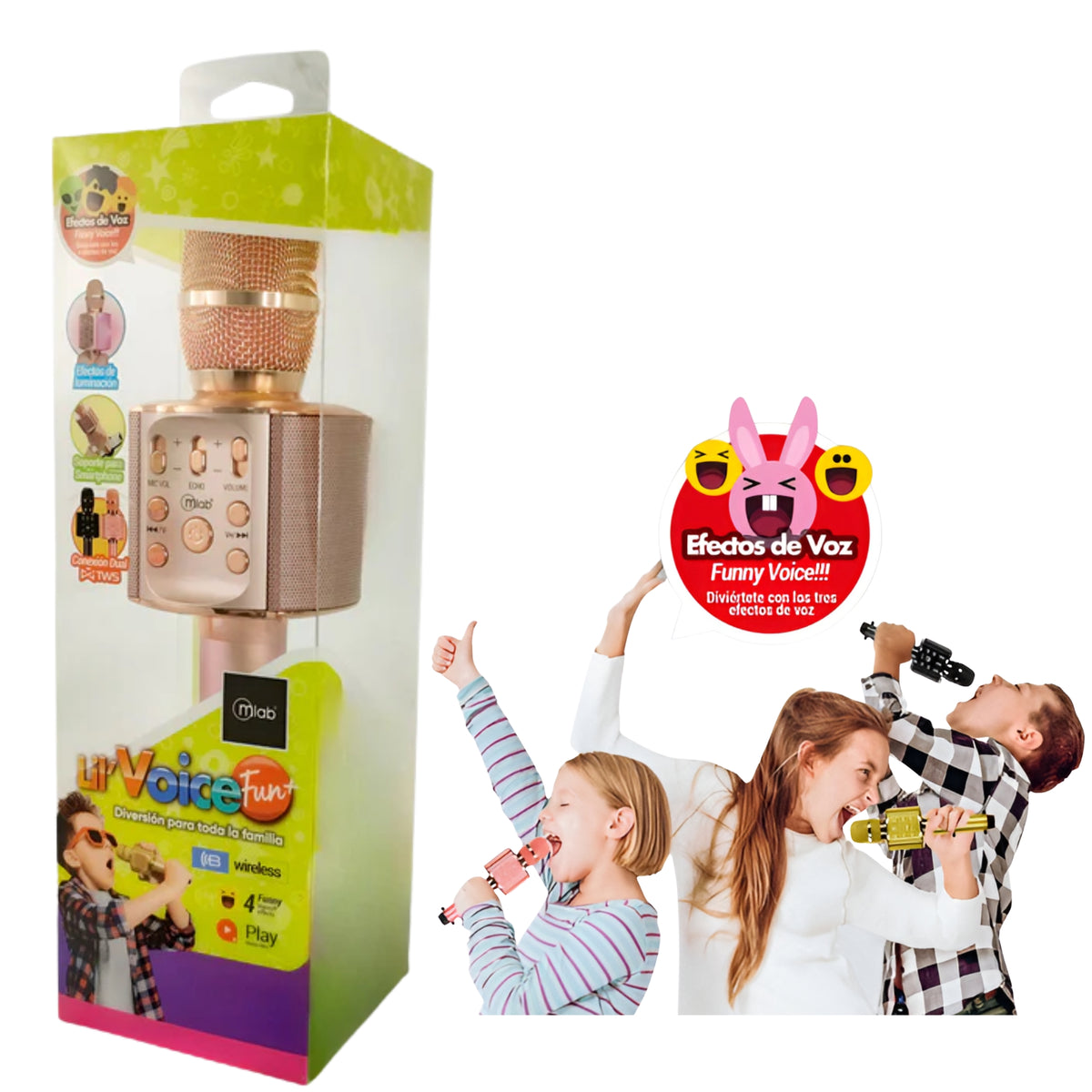 Parlante Portátil Tipo Micrófono c/ Soporte Smartphone Pink