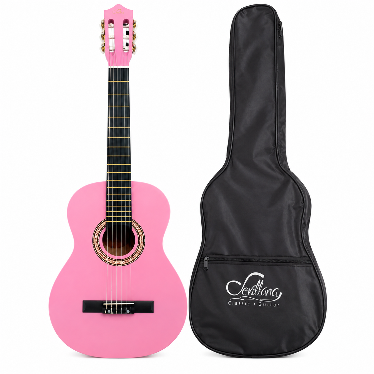Guitarra Clásica Sevillana Rosada 30” Con Alma + Funda 8457