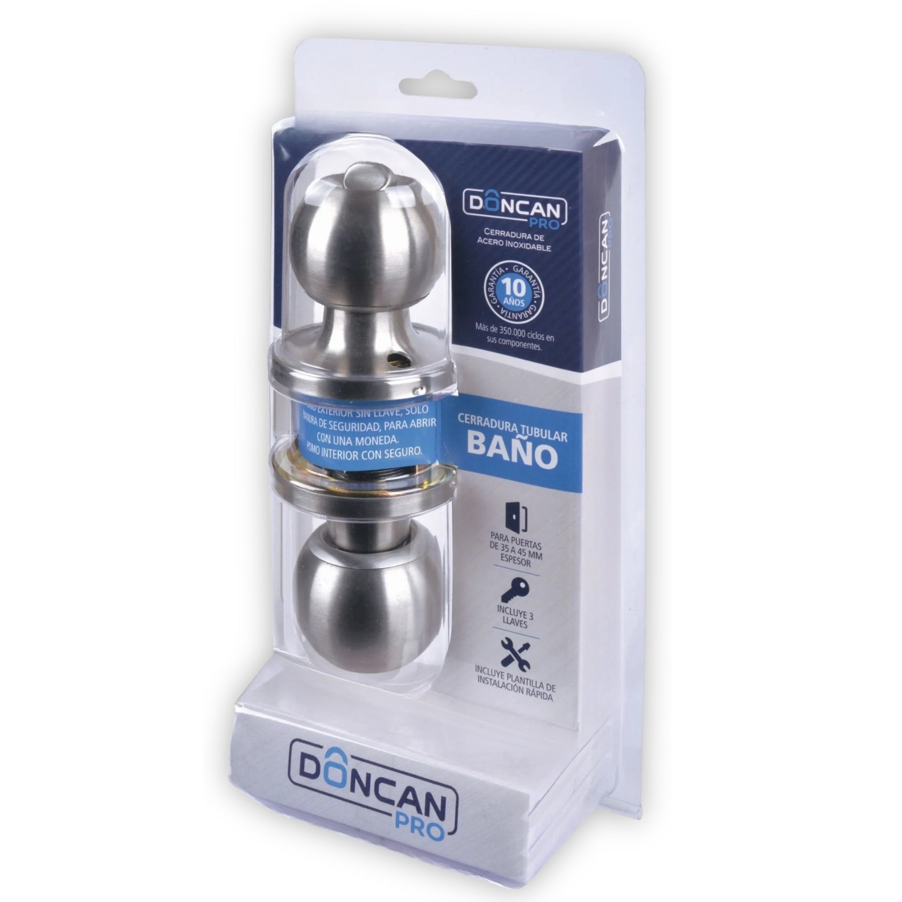 Pack de 2 Cerraduras de Baño Doncan Pro de Acero Inoxidable